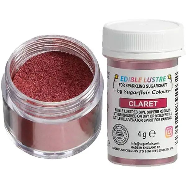 15 brillante Sugarflair Edible Lustre - Glanz-Puderfarben - Claret - Lebensmittelfarben Sugar Sweet Kitchen