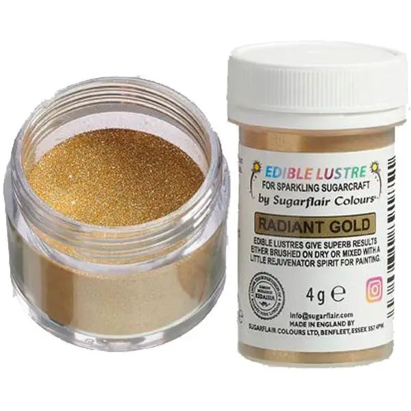 15 brillante Sugarflair Edible Lustre - Glanz-Puderfarben - Radiant Gold - Lebensmittelfarben Sugar Sweet Kitchen