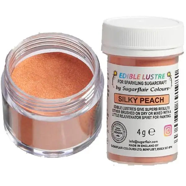 15 brillante Sugarflair Edible Lustre - Glanz-Puderfarben - Silky Peach - Lebensmittelfarben Sugar Sweet Kitchen