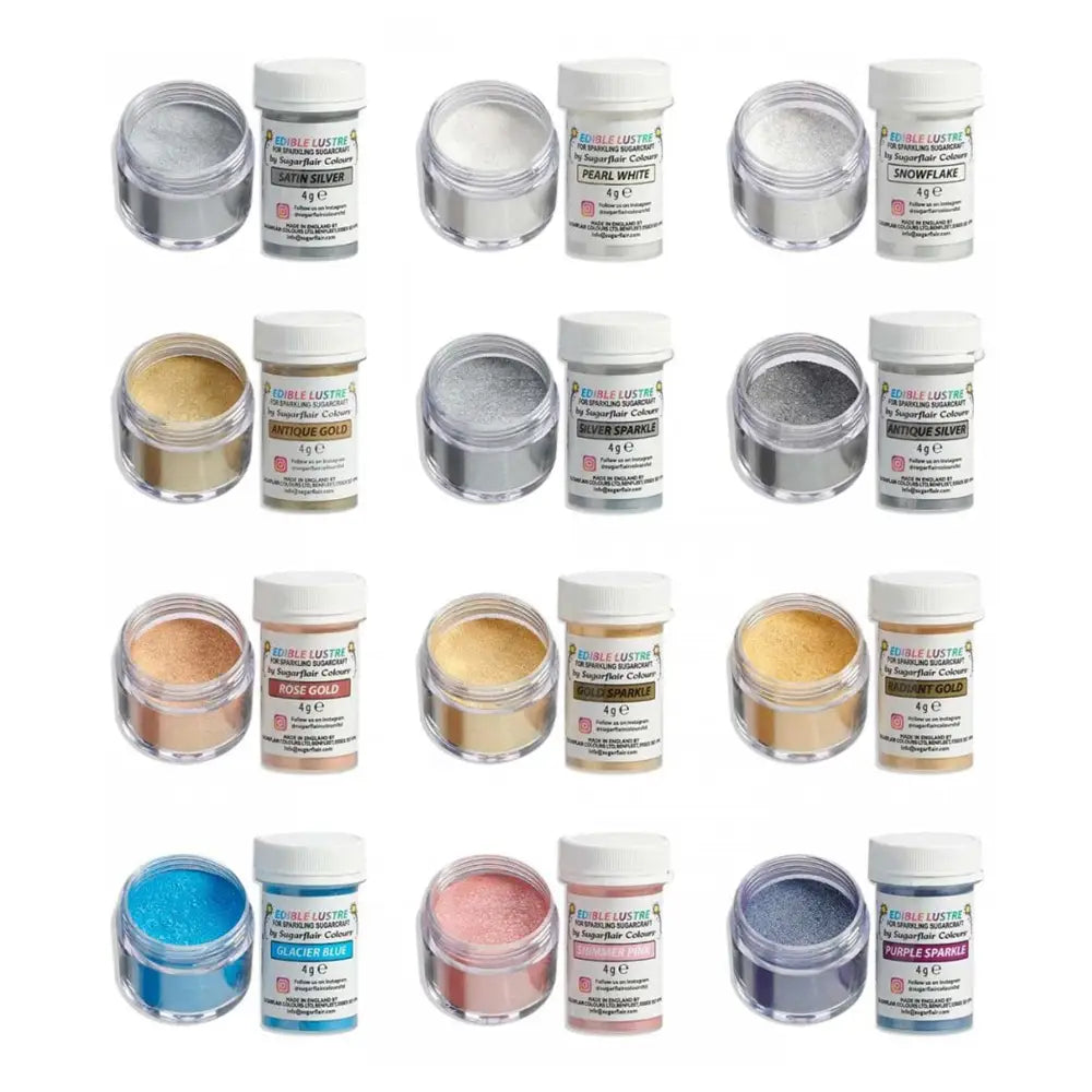 15 brillante Sugarflair Edible Lustre - Glanz-Puderfarben - wähle eine Farbe - Lebensmittelfarben Sugar Sweet Kitchen