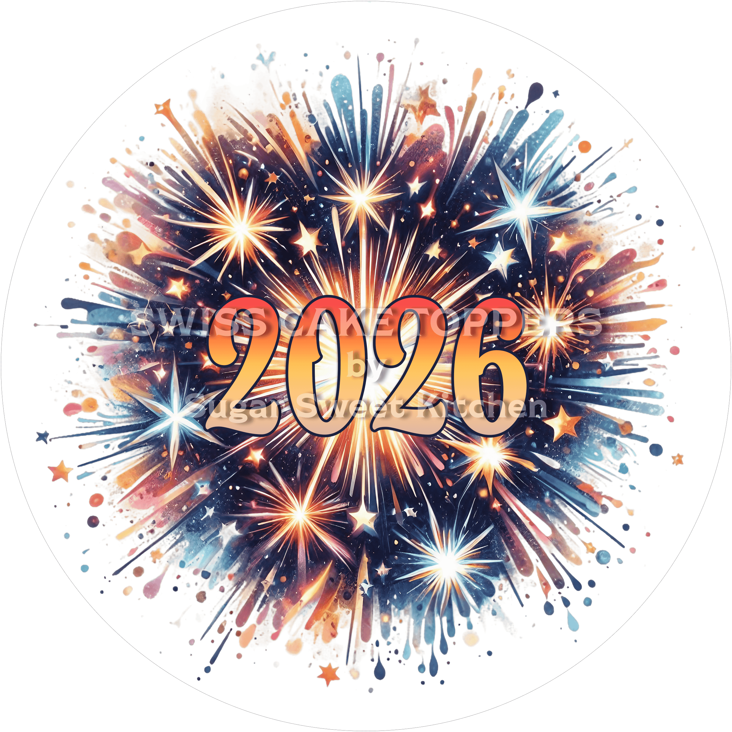 Toller New Year-Tortenaufleger mit Jahreszahl5 - personalisierbar - Fondant- Torten- & Cupcakeaufleger Sugar Sweet