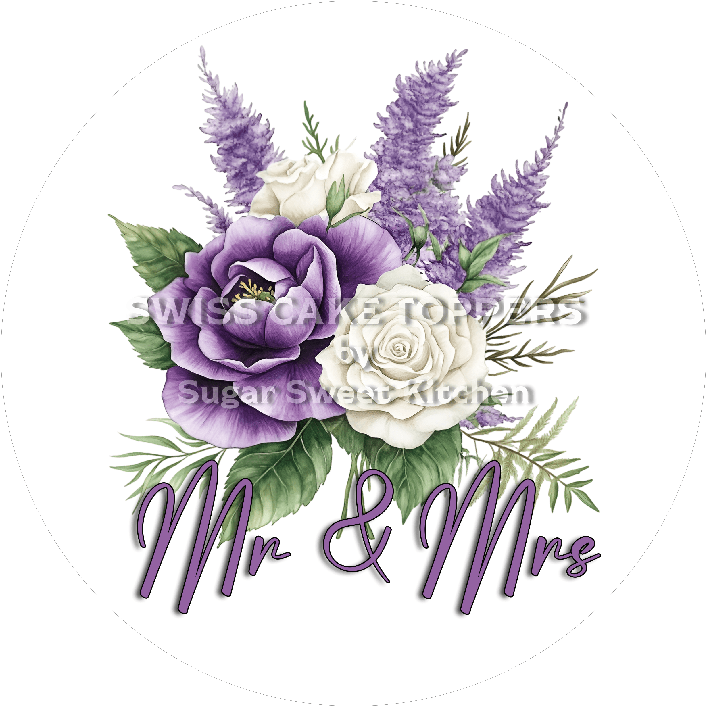 Fantastischer Hochzeits- Tortenaufleger ’Mr & Mrs’ - personalisierbar - Fondant- Torten- Cupcakeaufleger Sugar Sweet