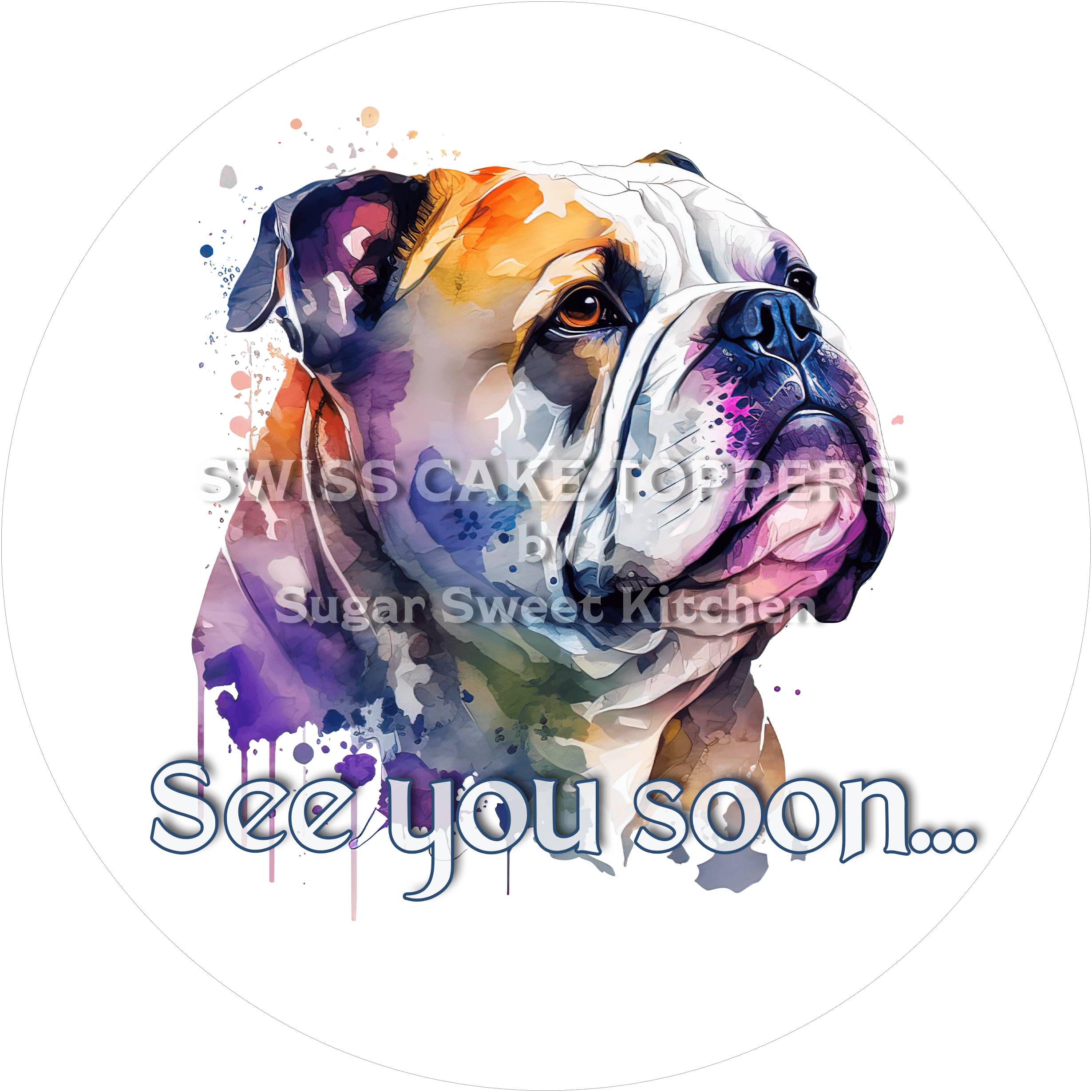 Abschieds Tortenaufleger Dog2 - personalisierbar - Fondant- Torten- & Cupcakeaufleger Sugar Sweet Kitchen