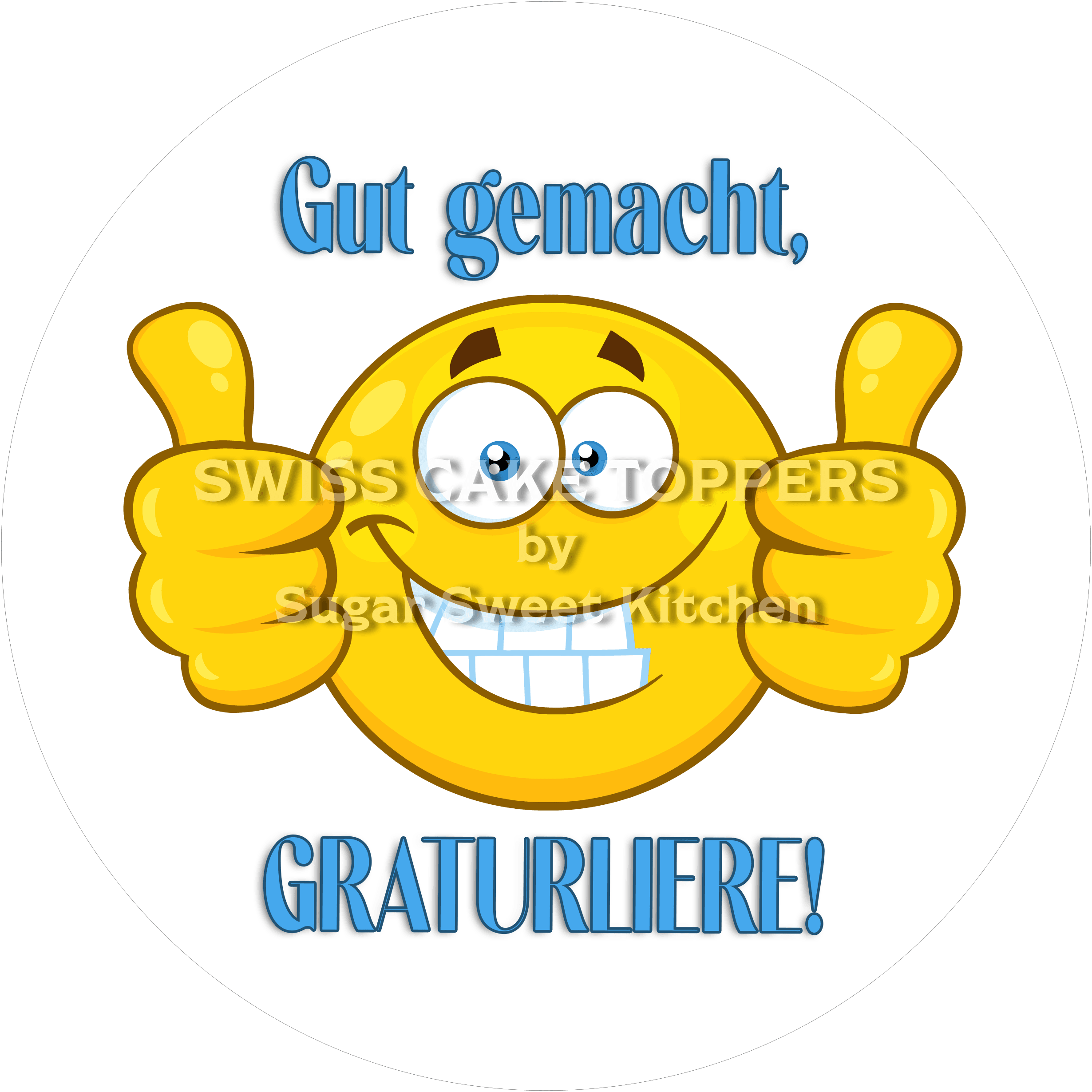 Abschluss- & Prüfungs-Tortenaufleger - Emoji1 - personalisierbar - Fondant- Torten- Cupcakeaufleger Sugar Sweet Kitchen