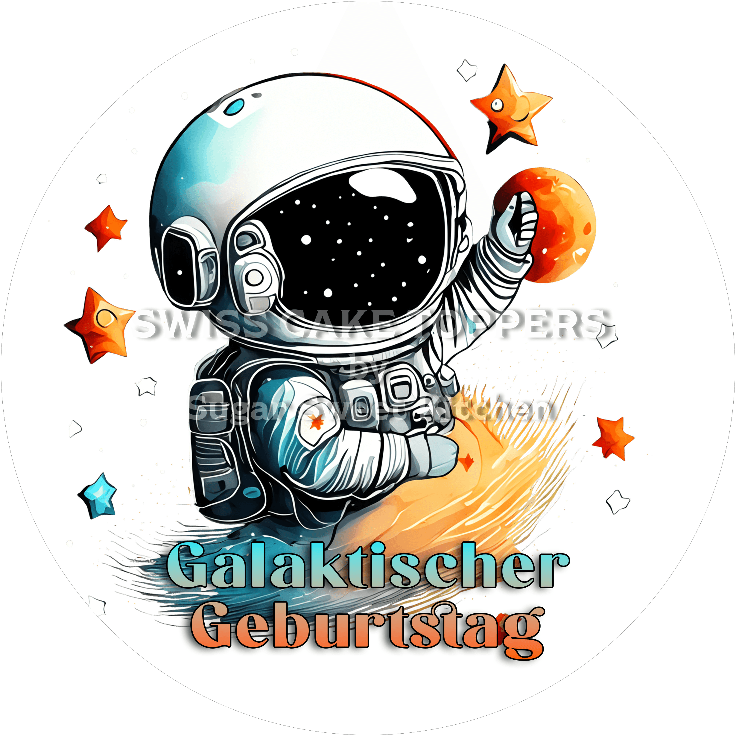 Astronauten-Tortenaufleger Space 6 - personalisierbar - Fondant- Torten- & Cupcakeaufleger Sugar Sweet Kitchen