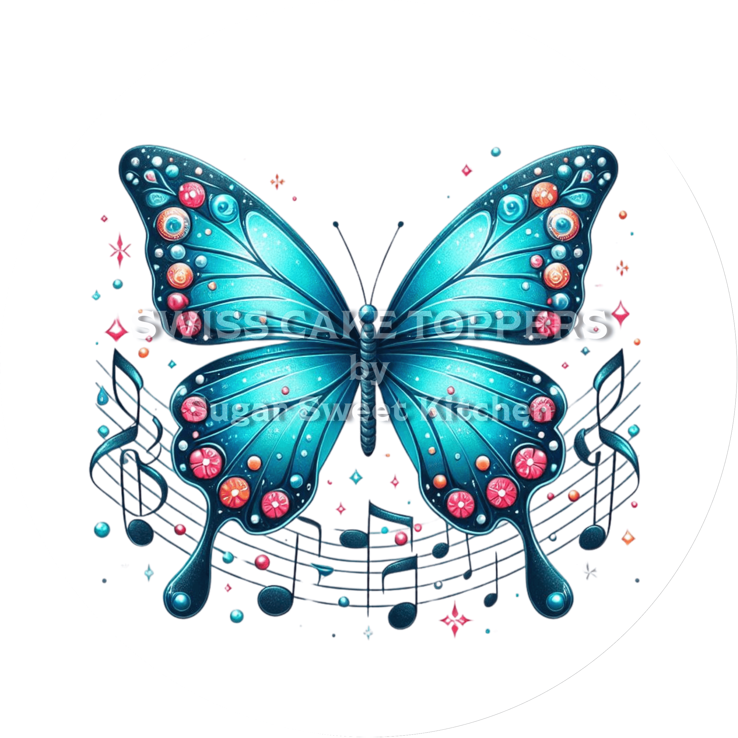 Auffallender Tortenaufleger Musik4 - personalisierbar - Fondant- Torten- & Cupcakeaufleger Sugar Sweet Kitchen