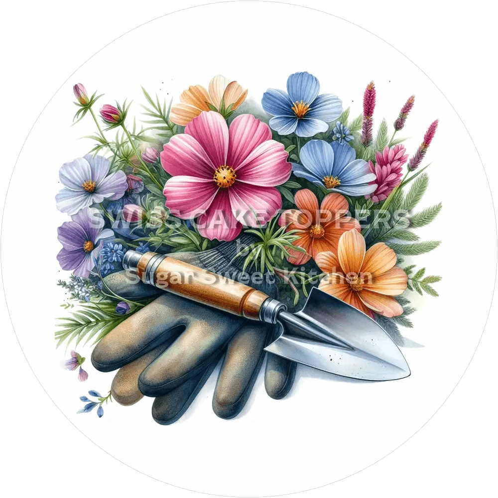 Ausgefallener Garten-Tortenaufleger2 - personalisierbar - Fondant- Torten- & Cupcakeaufleger Sugar Sweet Kitchen