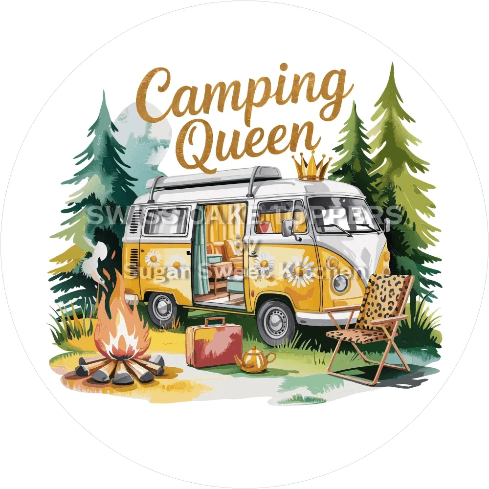 Ausgefallener Tortenaufleger Camping4 - personalisierbar - Fondant- Torten- & Cupcakeaufleger Sugar Sweet Kitchen