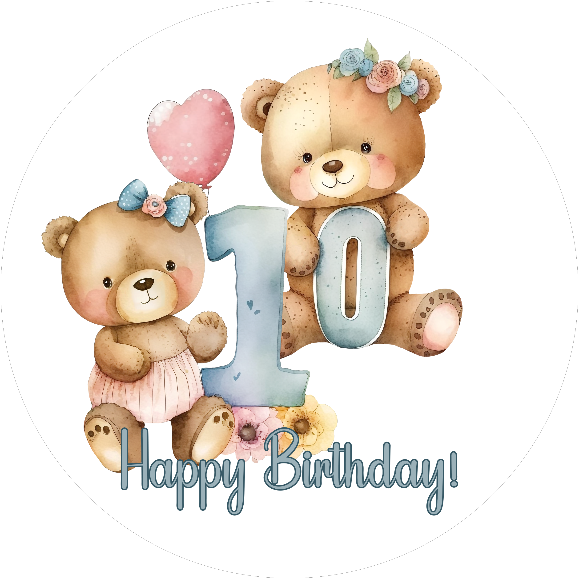 Bärchen Tortenaufleger mit Zahl 10 - personalisierbar - Fondant- Torten- & Cupcakeaufleger Sugar Sweet Kitchen