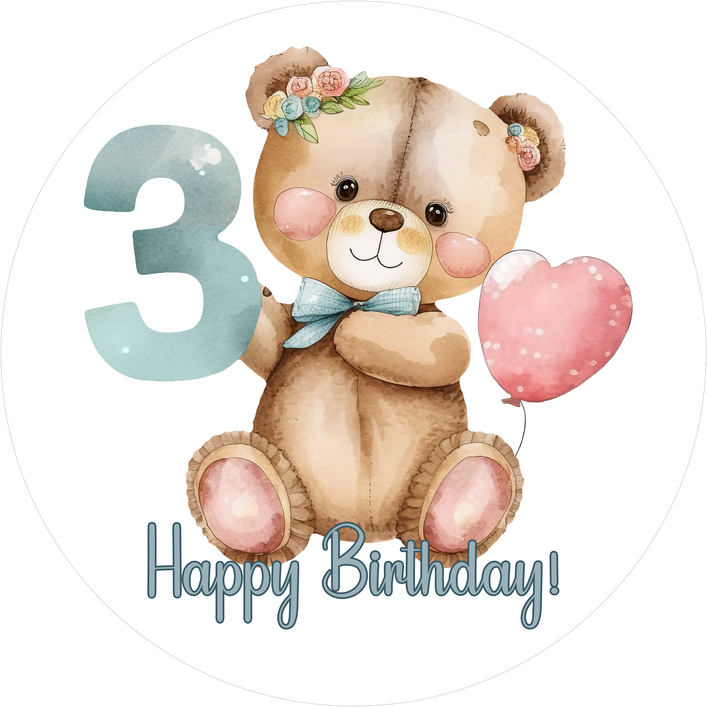 Bärchen Tortenaufleger mit Zahl 3 - personalisierbar - Fondant- Torten- & Cupcakeaufleger Sugar Sweet Kitchen