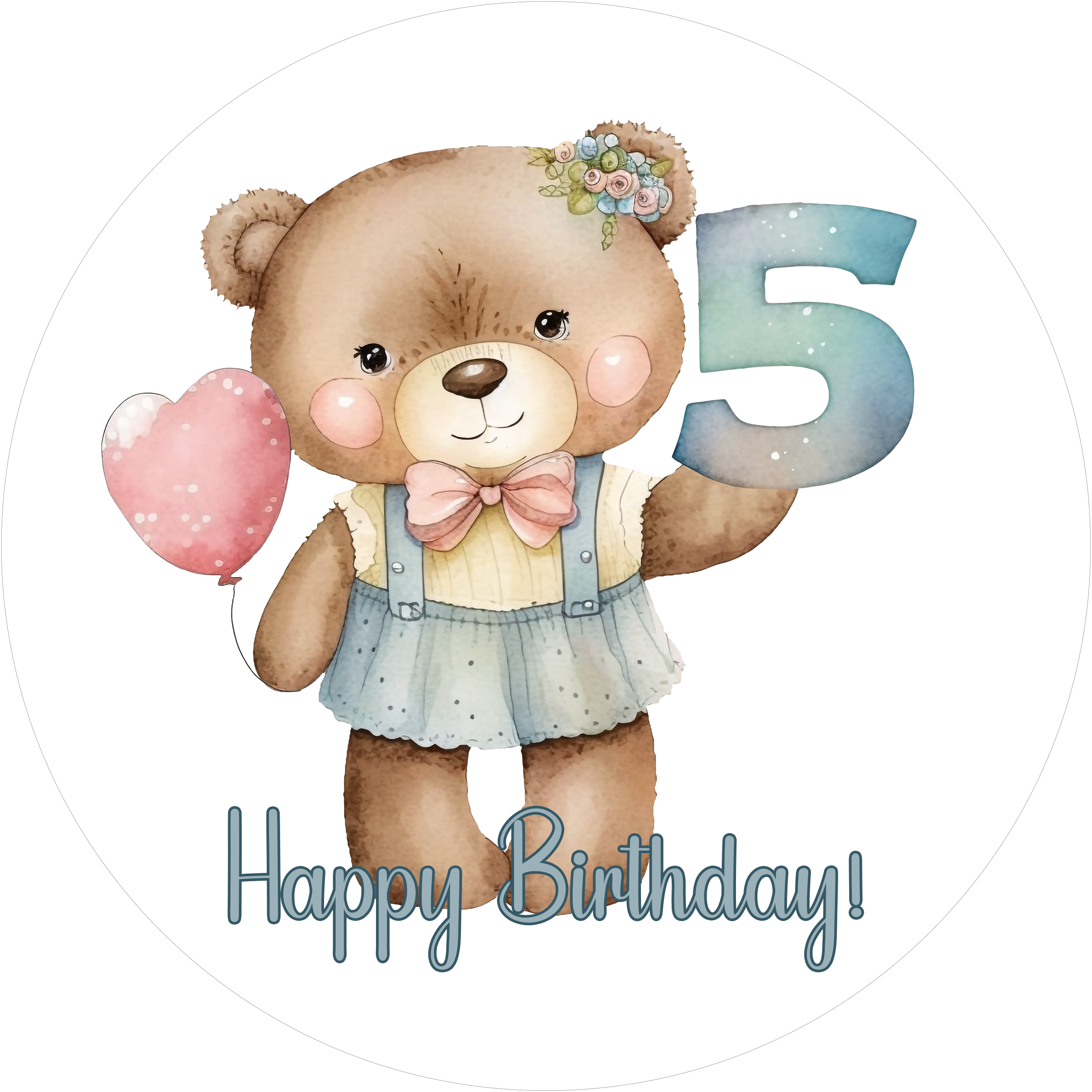 Bärchen Tortenaufleger mit Zahl 5 - personalisierbar - Fondant- Torten- & Cupcakeaufleger Sugar Sweet Kitchen