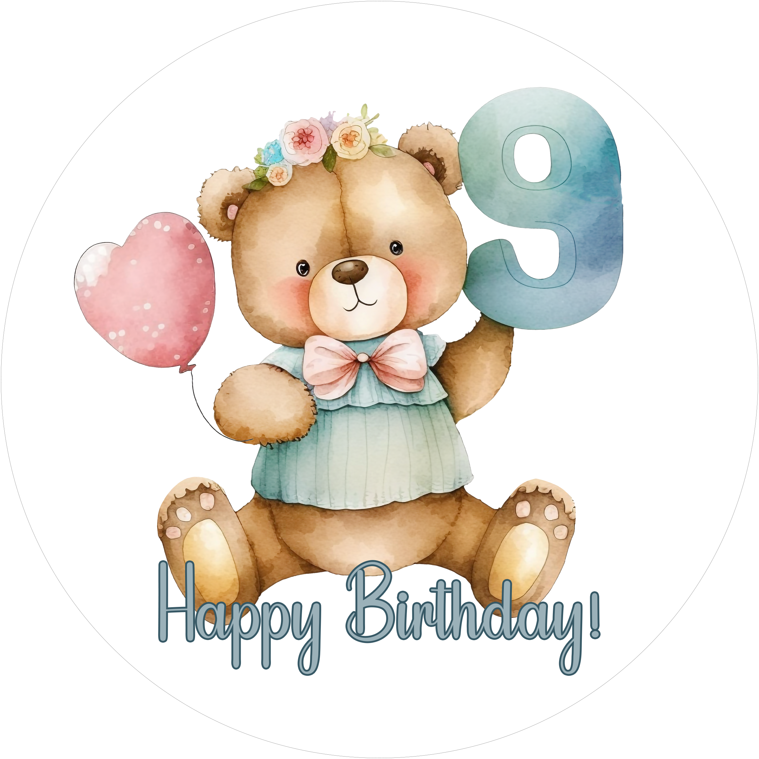 Bärchen Tortenaufleger mit Zahl 9 - personalisierbar - Fondant- Torten- & Cupcakeaufleger Sugar Sweet Kitchen