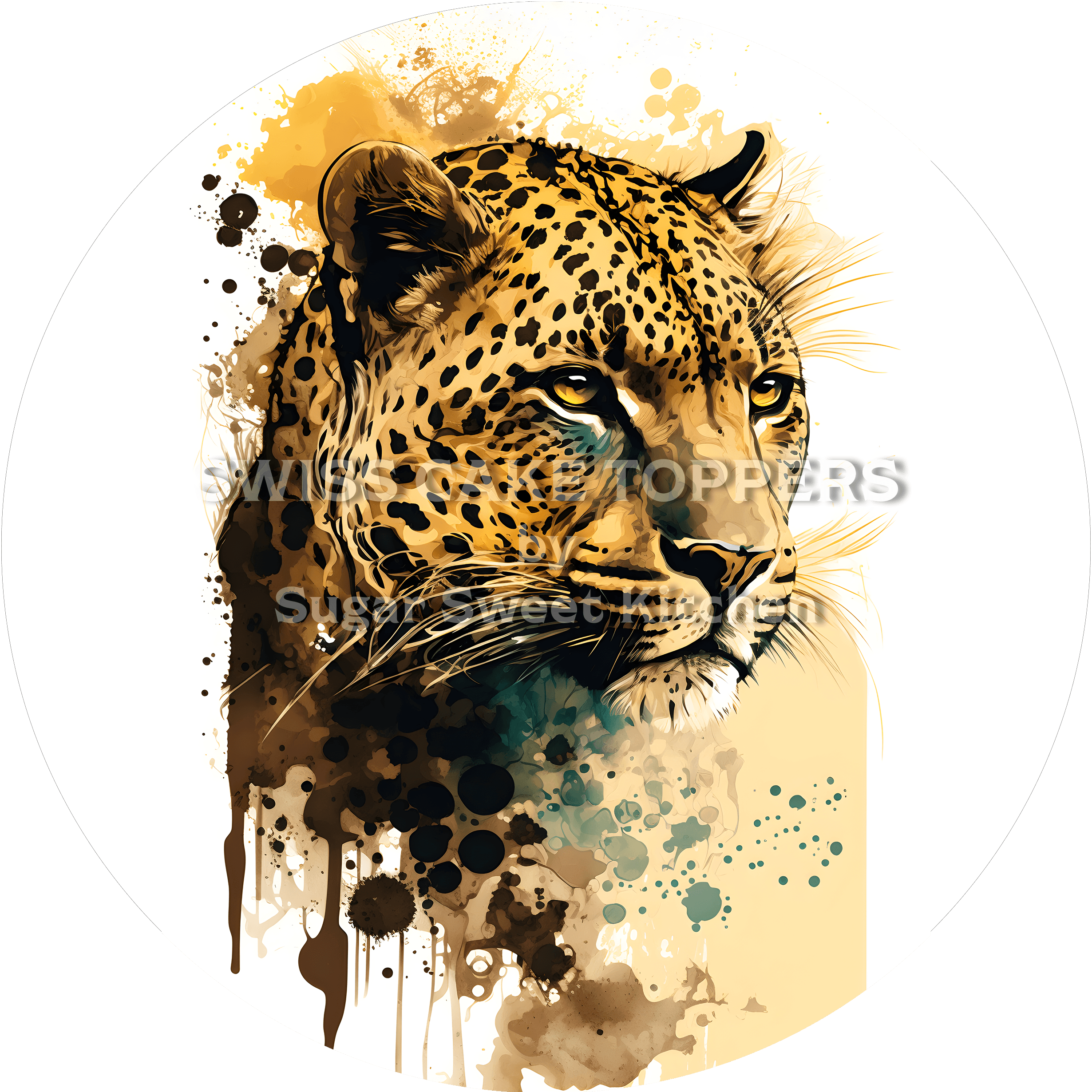Beeindruckender Leoparden-Tortenaufleger4 - personalisierbar - Fondant- Torten- & Cupcakeaufleger Sugar Sweet Kitchen