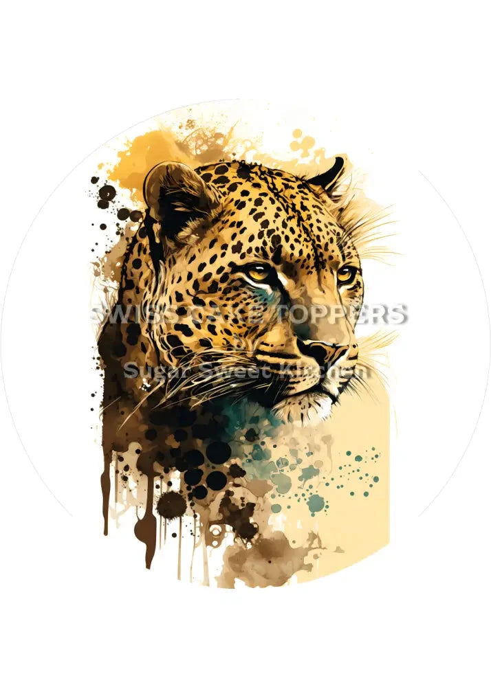 Beeindruckender Leoparden-Tortenaufleger4 - personalisierbar - Fondant- Torten- & Cupcakeaufleger Sugar Sweet Kitchen