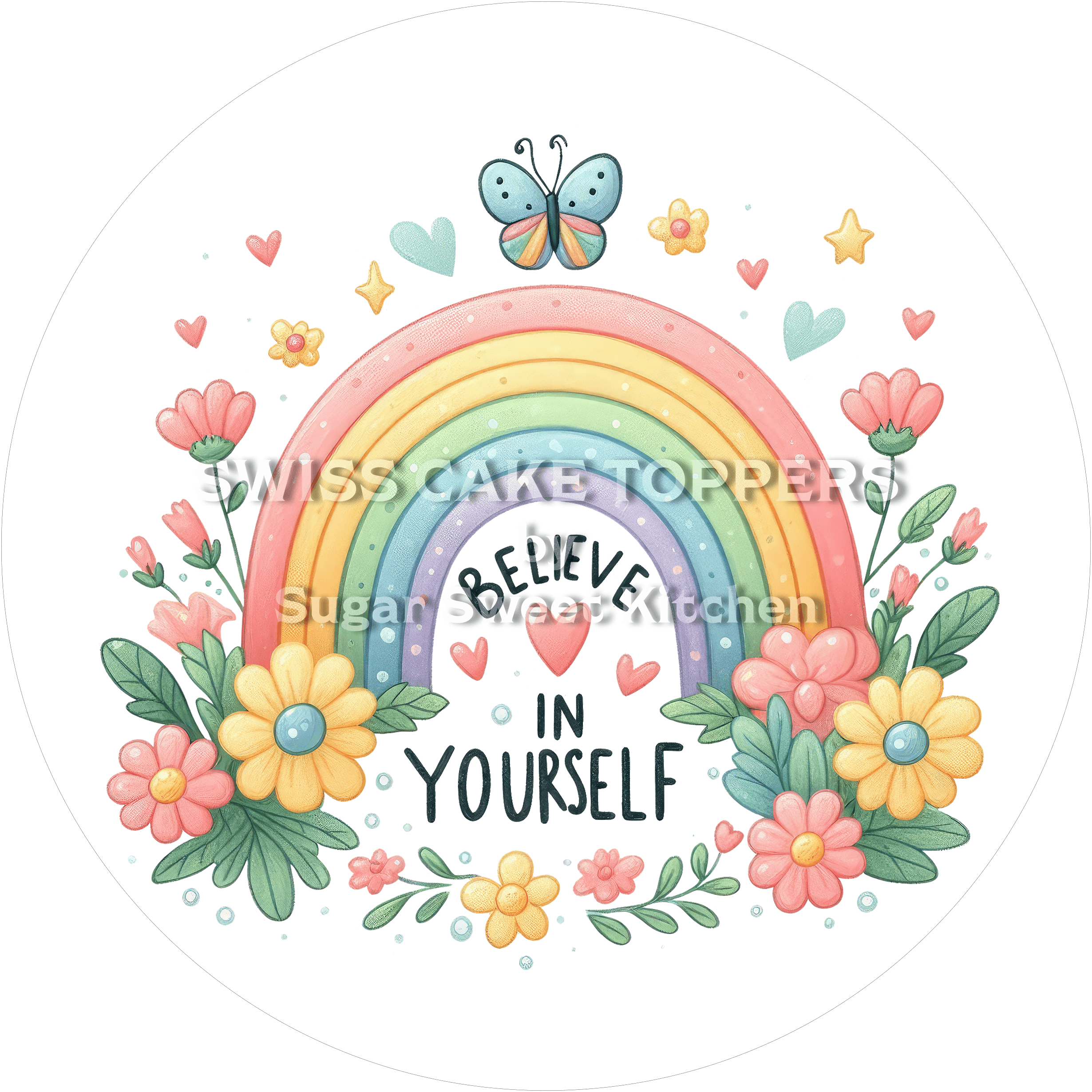 Believe-Tortenaufleger für süsse Botschaften3 - personalisierbar - Fondant- Torten- & Cupcakeaufleger Sugar Sweet