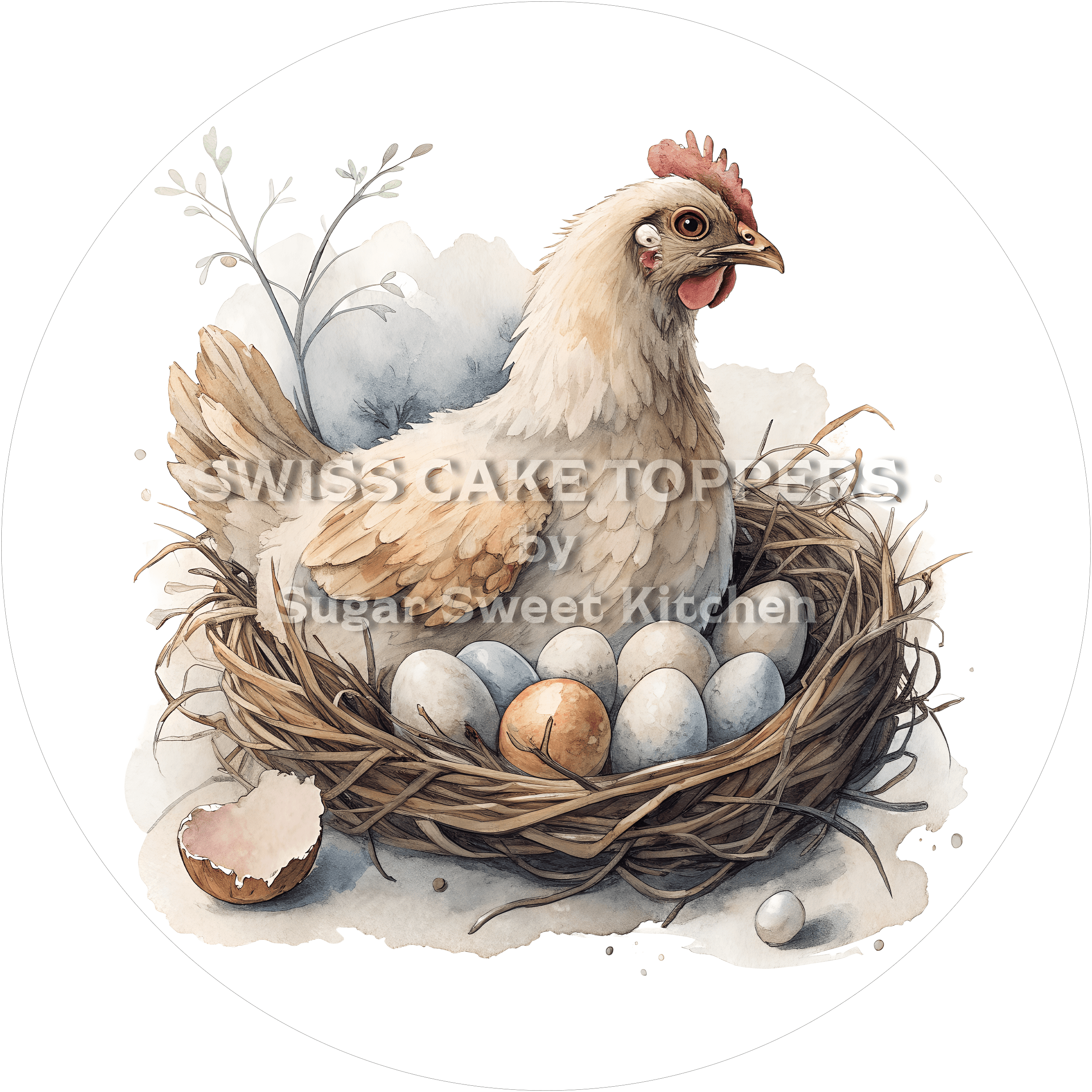 Besonderer Hühner-Tortenaufleger4 - personalisierbar - Fondant- Torten- & Cupcakeaufleger Sugar Sweet Kitchen