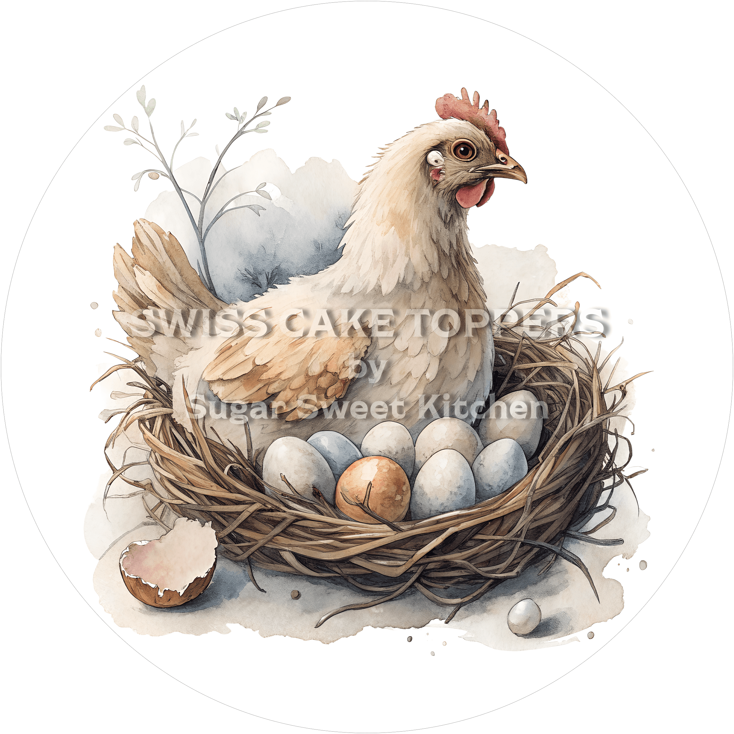 Besonderer Hühner-Tortenaufleger4 - personalisierbar - Fondant- Torten- & Cupcakeaufleger Sugar Sweet Kitchen