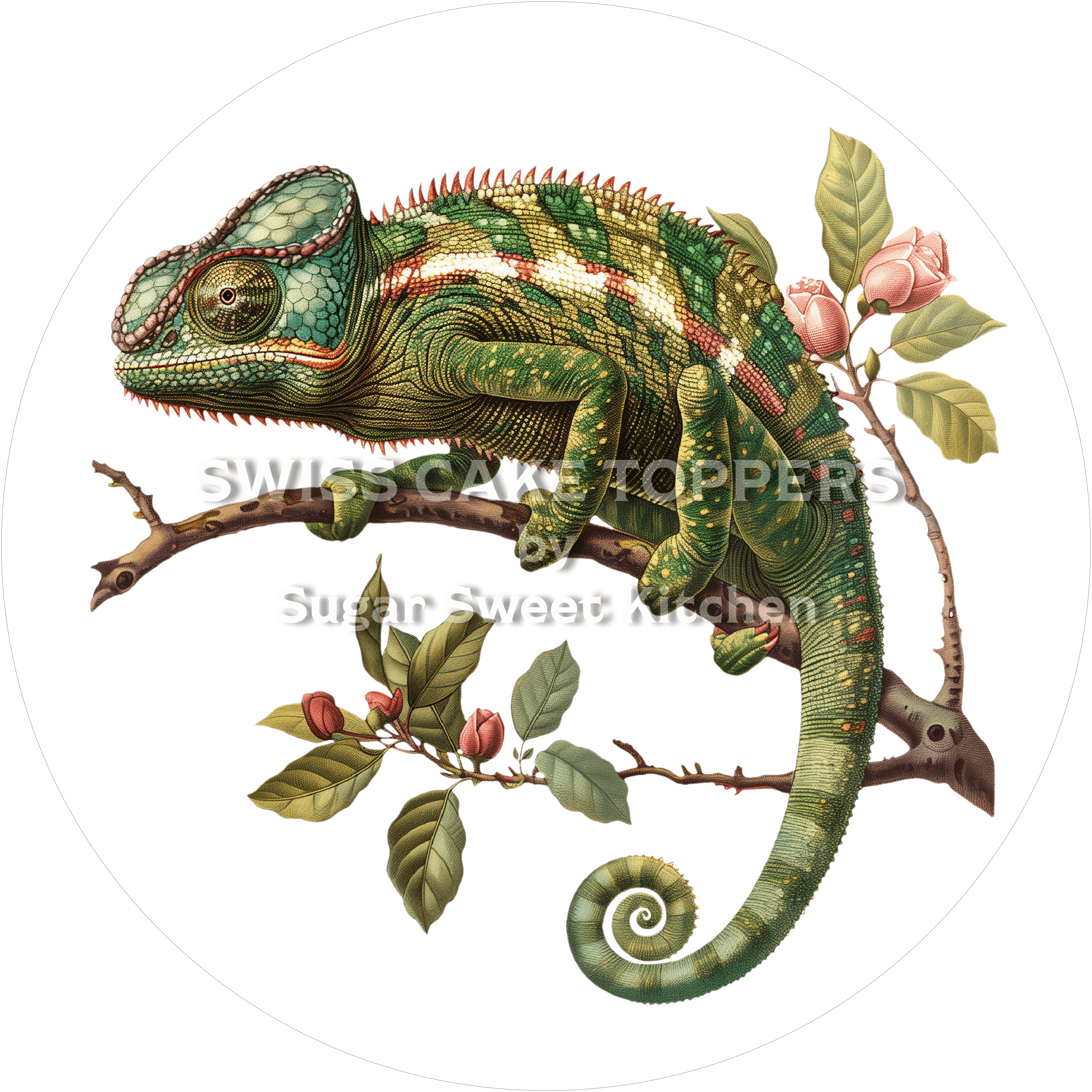 Bezaubernder Chamäleon-Tortenaufleger2 - personalisierbar - Fondant- Torten- & Cupcakeaufleger Sugar Sweet Kitchen