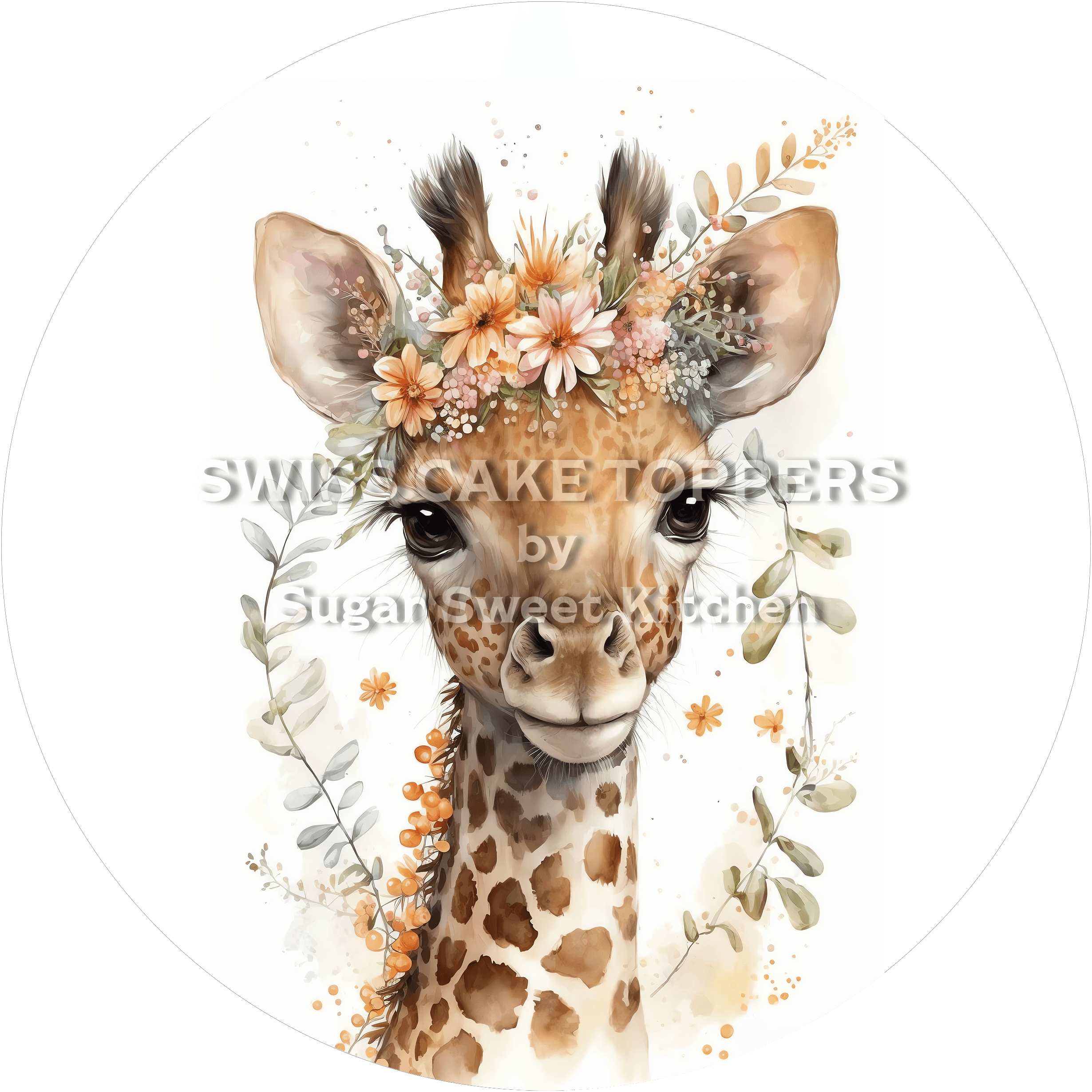 Bezaubernder Giraffen-Tortenaufleger2 - personalisierbar - Fondant- Torten- & Cupcakeaufleger Sugar Sweet Kitchen