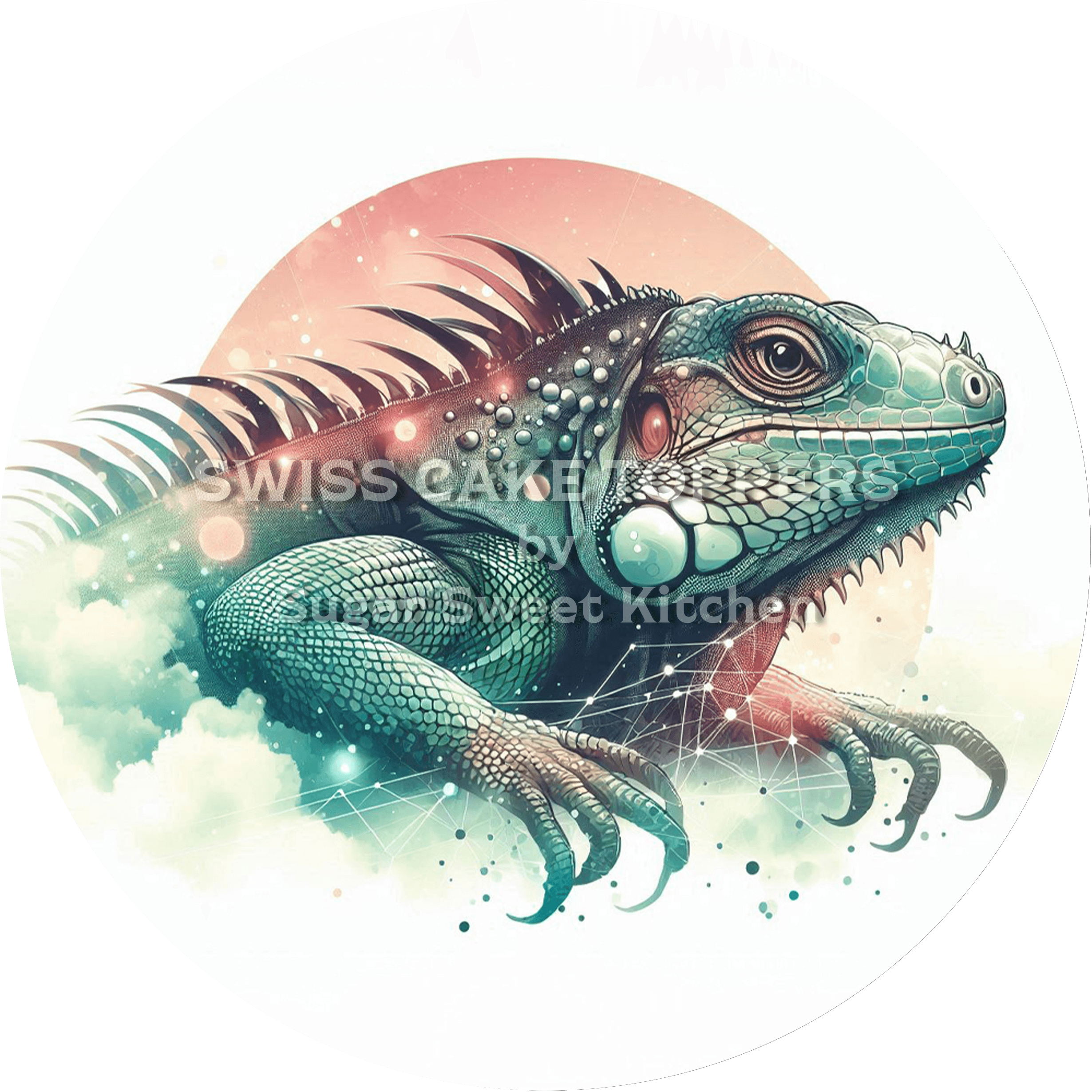 Bezaubernder Leguan-Tortenaufleger4 - personalisierbar - Fondant- Torten- & Cupcakeaufleger Sugar Sweet Kitchen
