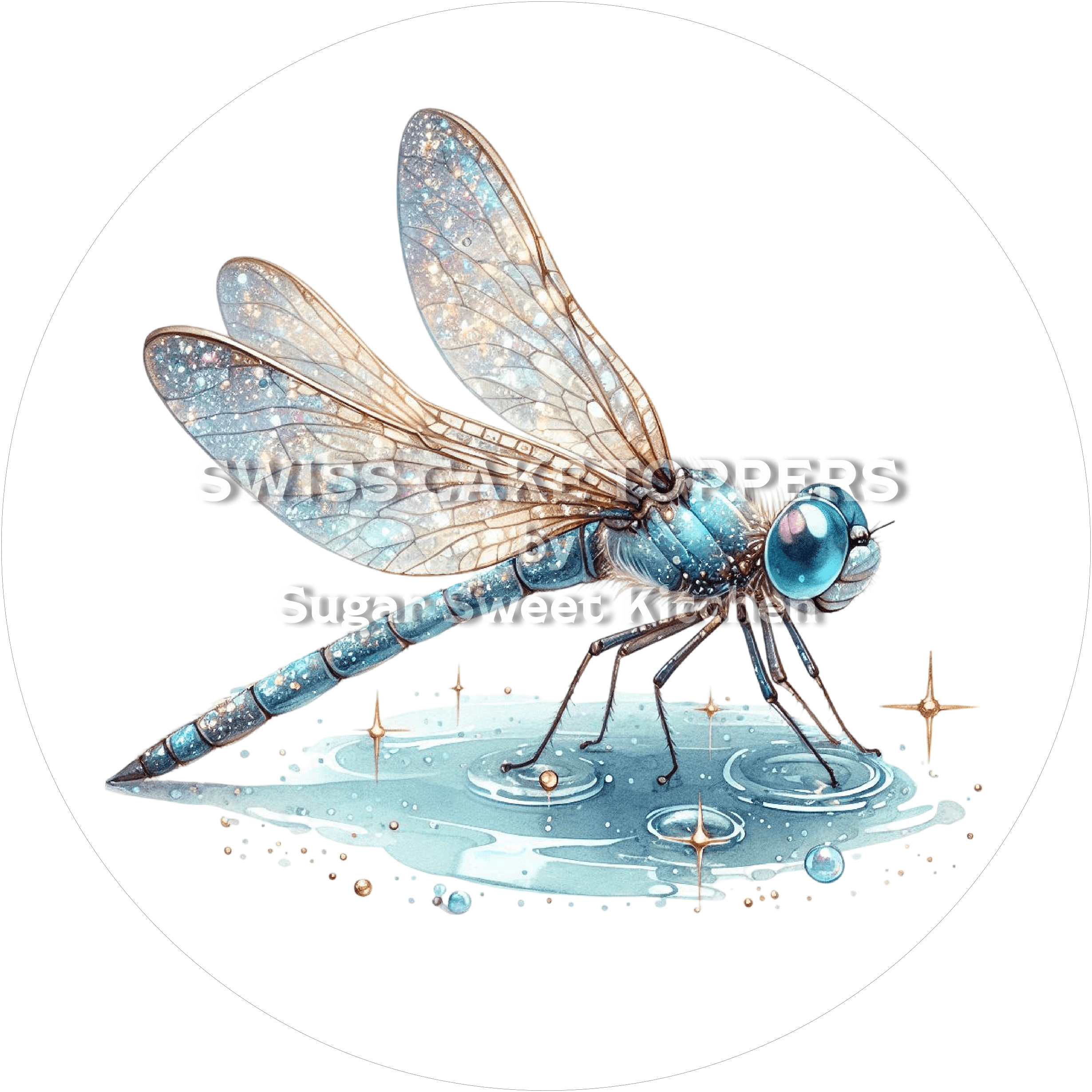 Bezaubernder Libellen-Tortenaufleger8 - personalisierbar - Fondant- Torten- & Cupcakeaufleger Sugar Sweet Kitchen