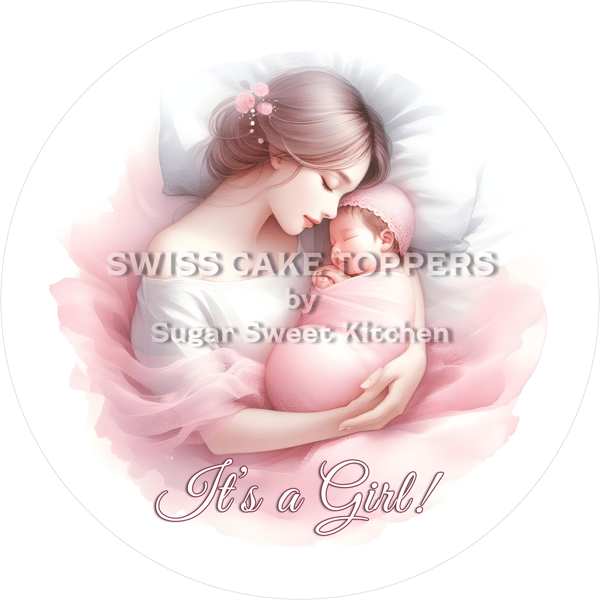 Bezaubernder Tortenaufleger - It’s a Girl - personalisierbar - Fondant- Torten- & Cupcakeaufleger Sugar Sweet Kitchen
