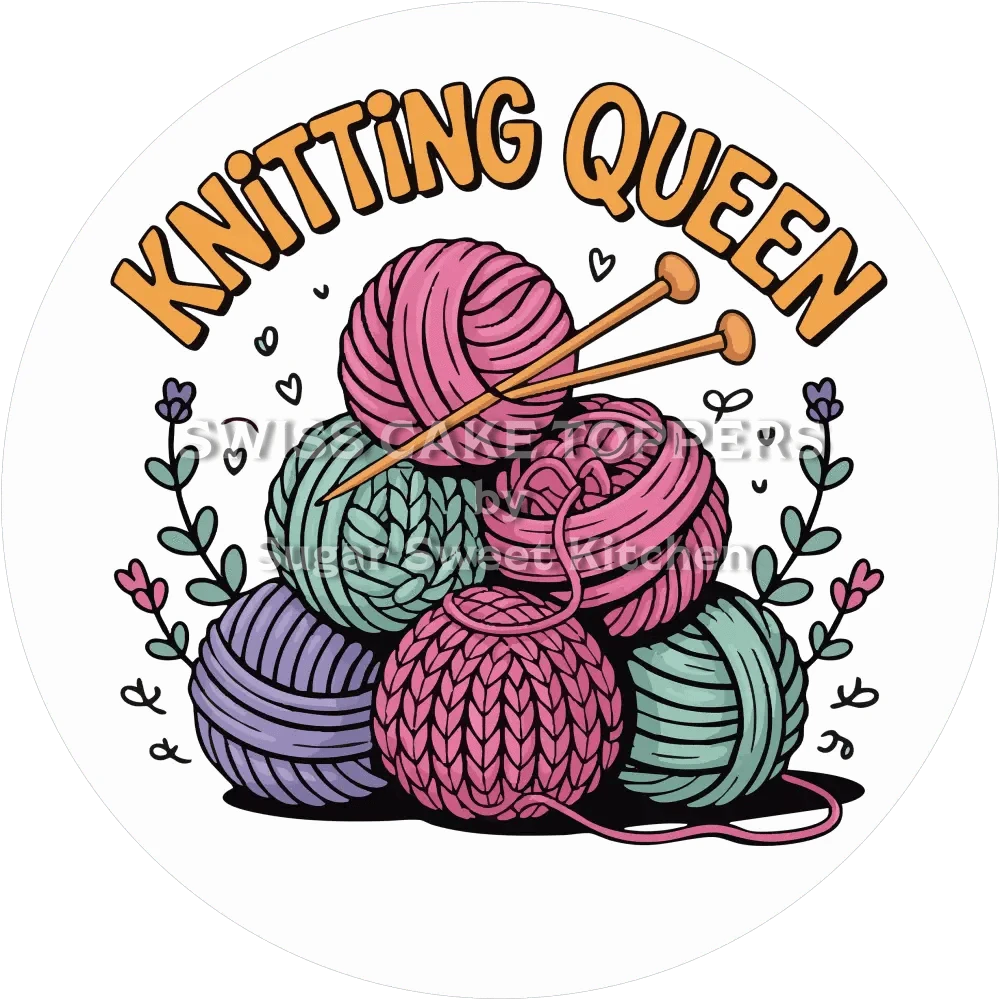 Bezaubernder Tortenaufleger Stricken1 - personalisierbar - Fondant- Torten- & Cupcakeaufleger Sugar Sweet Kitchen