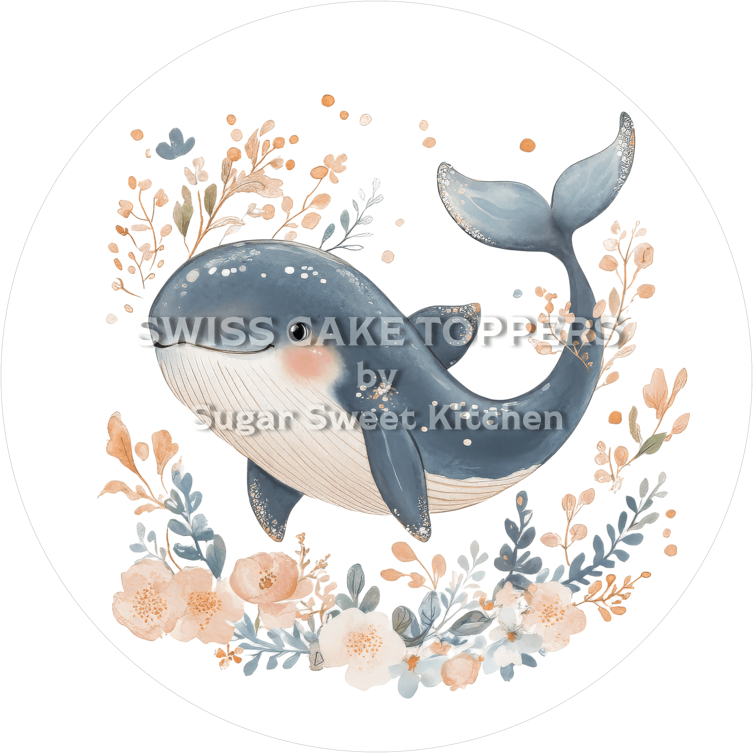 Bezaubernder Wal-Tortenaufleger1 - personalisierbar - Fondant- Torten- & Cupcakeaufleger Sugar Sweet Kitchen