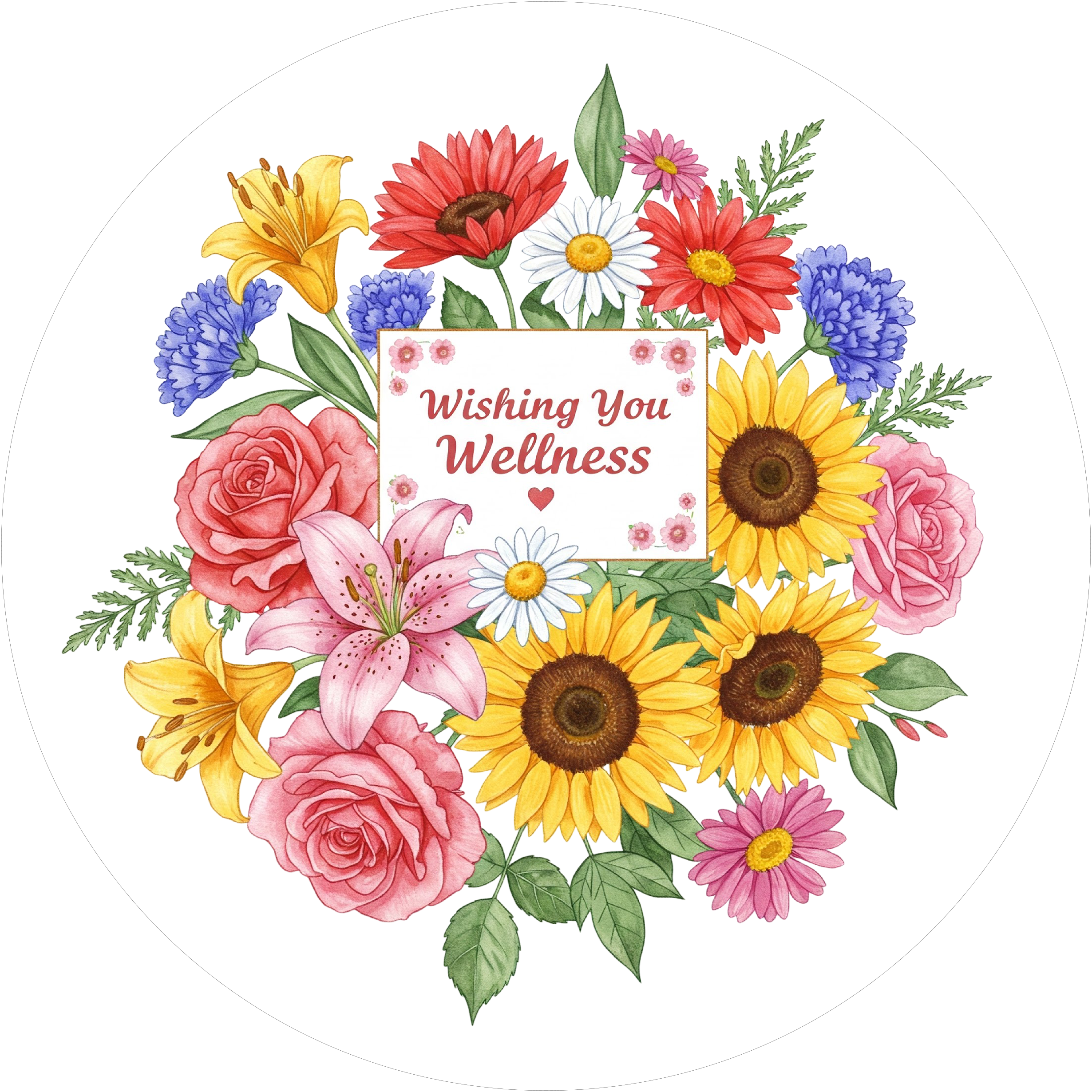 Blumen-Tortenaufleger mit Genesungswünschen2 - personalisierbar - Fondant- Torten- & Cupcakeaufleger Sugar Sweet Kitchen