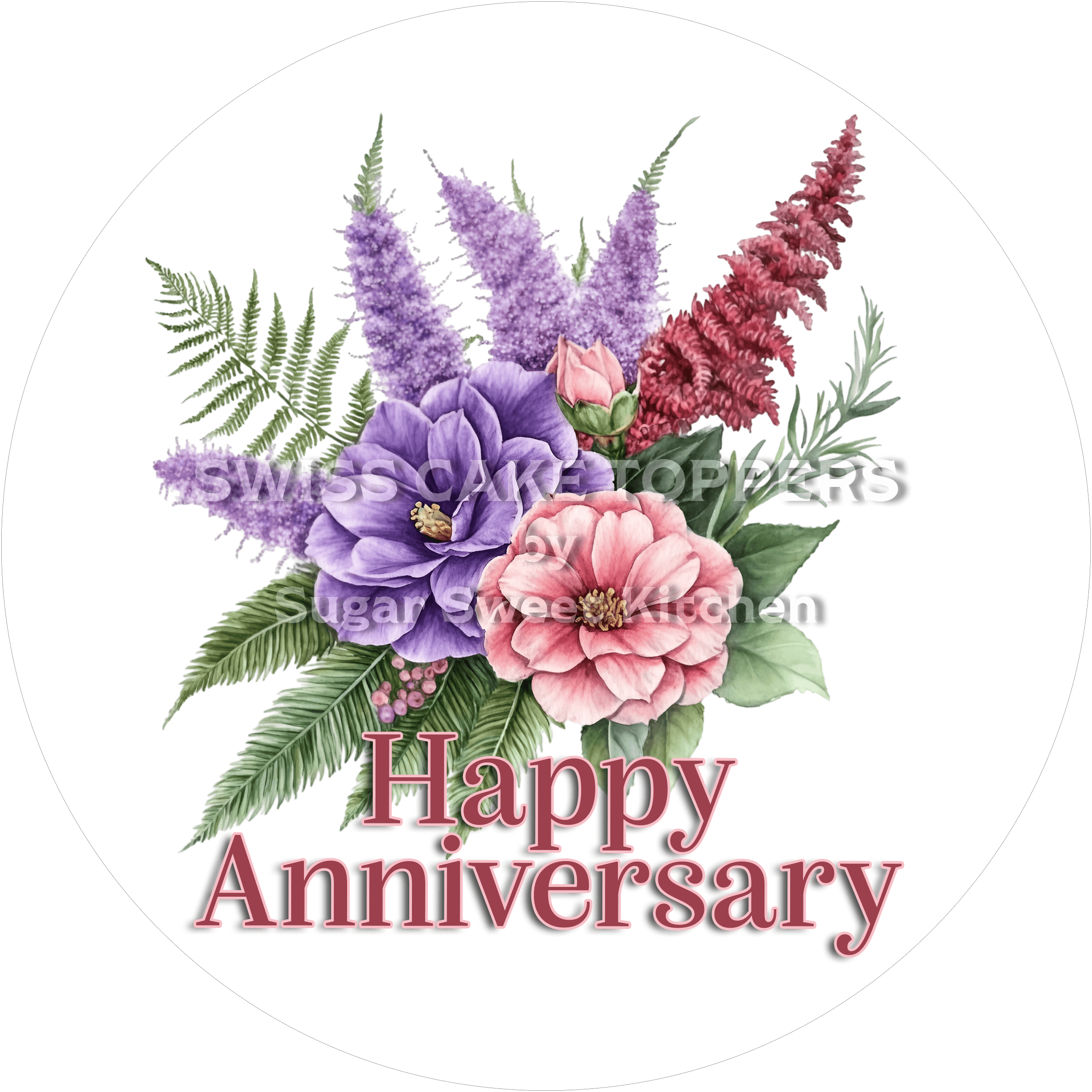 Blumen- Tortenaufleger zum Hochzeitstag - personalisierbar - Fondant- Torten- & Cupcakeaufleger Sugar Sweet Kitchen