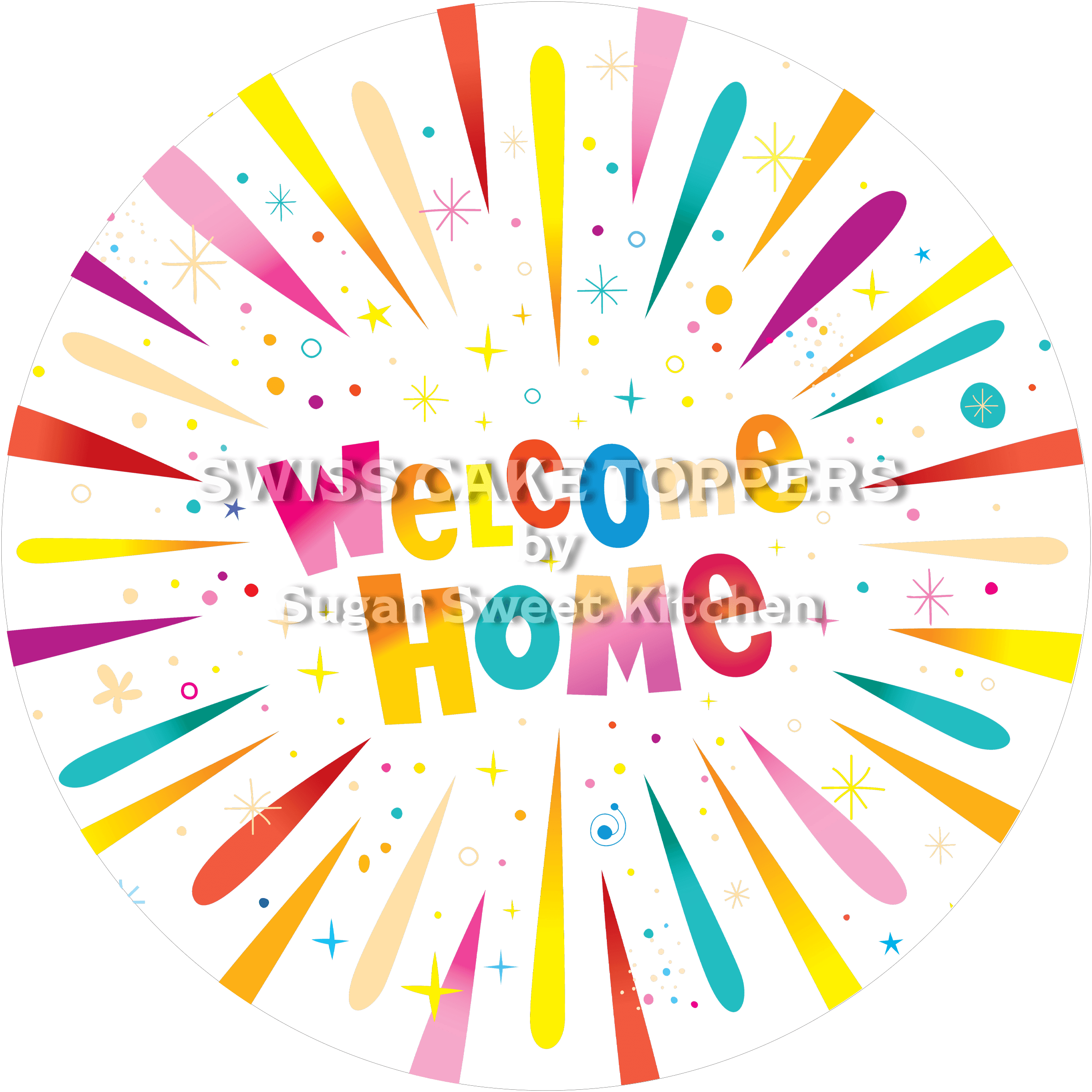 Bombastischer Welcome-Tortenaufleger 1 - personalisierbar - Fondant- Torten- & Cupcakeaufleger Sugar Sweet Kitchen