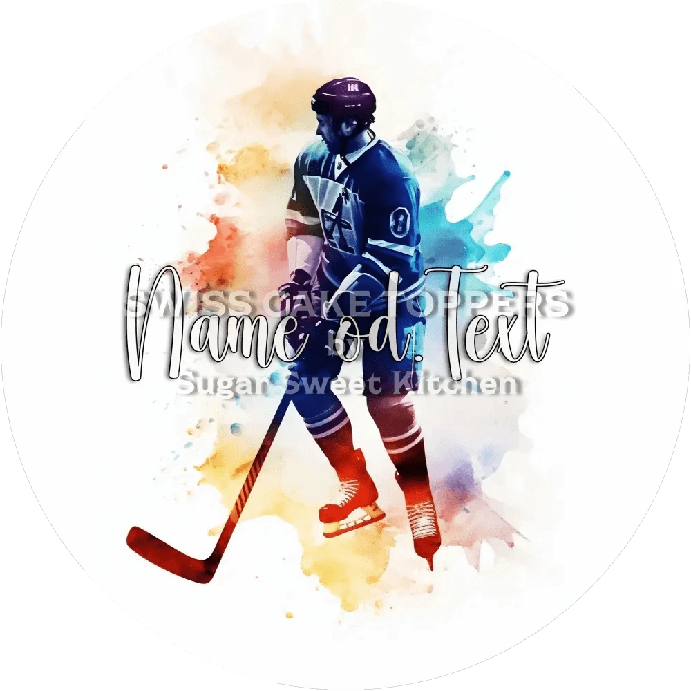 Bunter Eishockey-Tortenaufleger2 mit Name od. Text - Fondant- Torten- & Cupcakeaufleger Sugar Sweet Kitchen