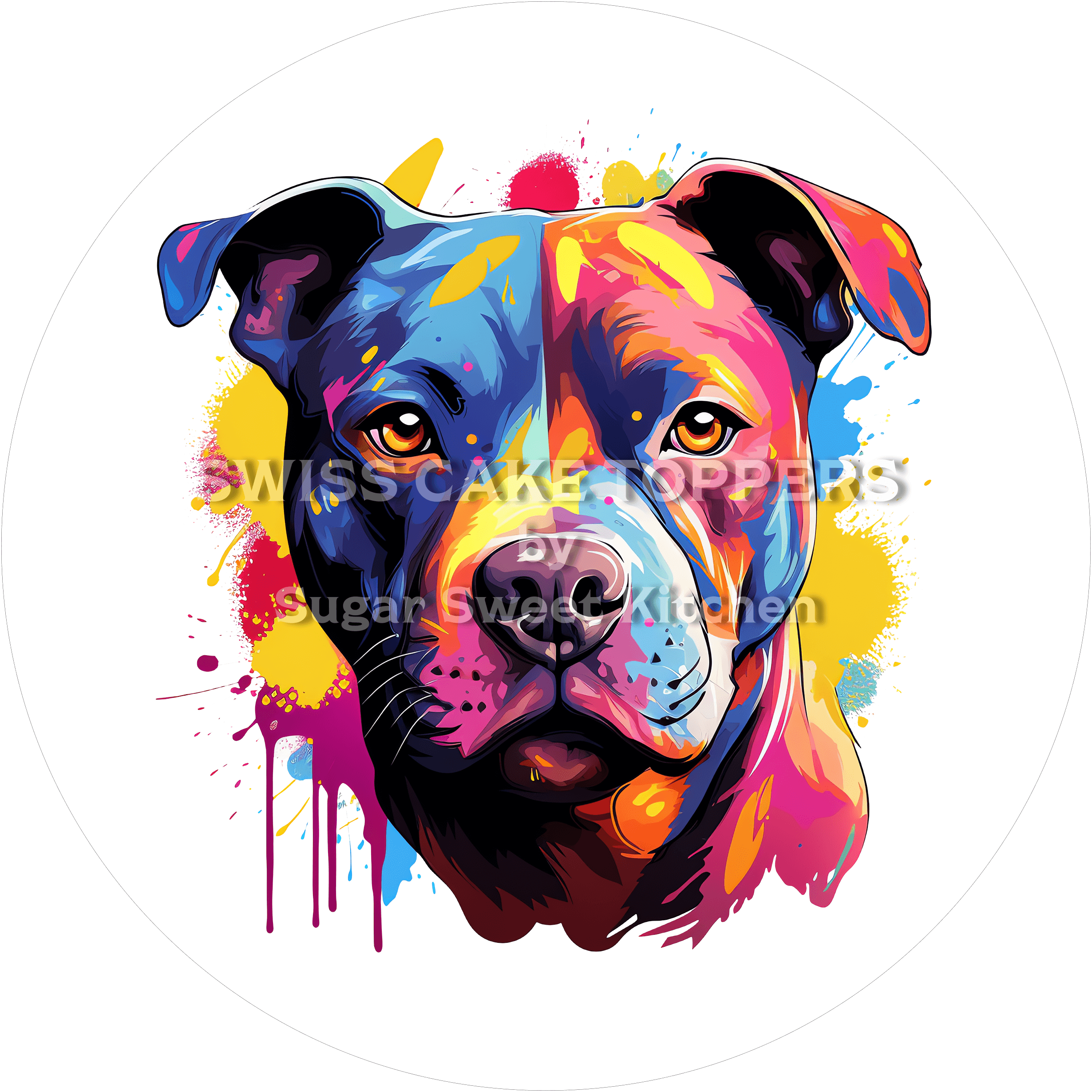 Bunter Hunde-Tortenaufleger5 - personalisierbar - Fondant- Torten- & Cupcakeaufleger Sugar Sweet Kitchen