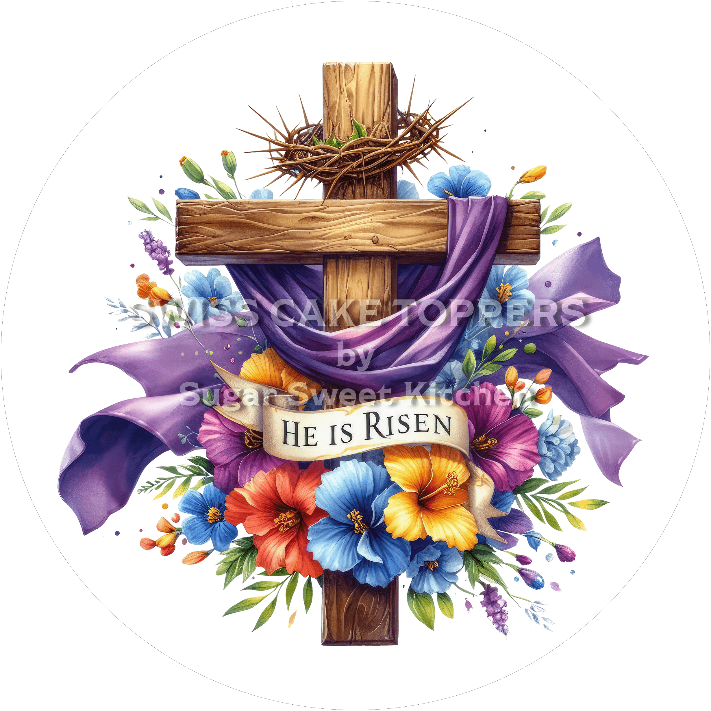 Bunter Oster-Tortenaufleger7 - personalisierbar - Fondant- Torten- & Cupcakeaufleger Sugar Sweet Kitchen