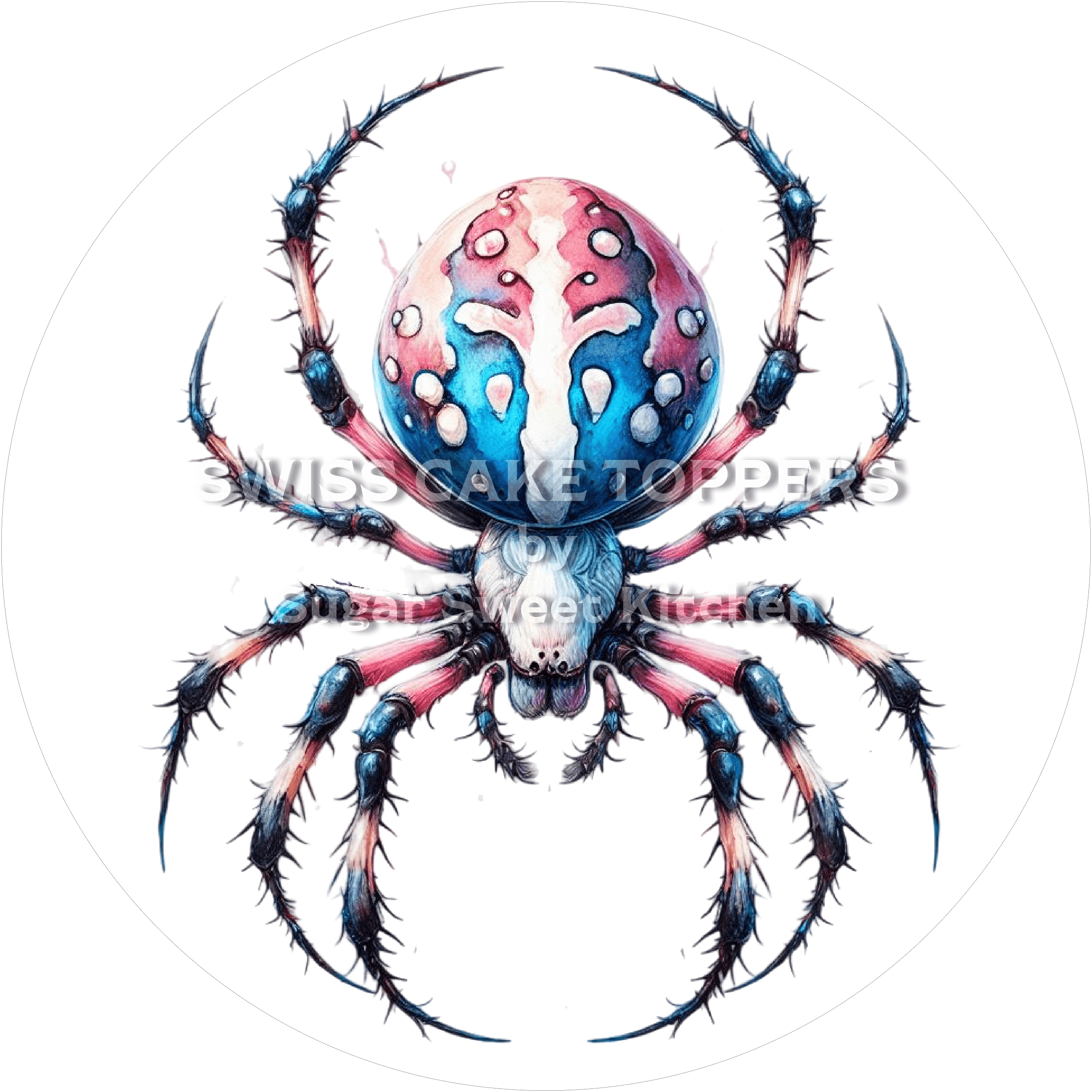 Bunter Spinnen-Tortenaufleger1 - personalisierbar - Fondant- Torten- & Cupcakeaufleger Sugar Sweet Kitchen