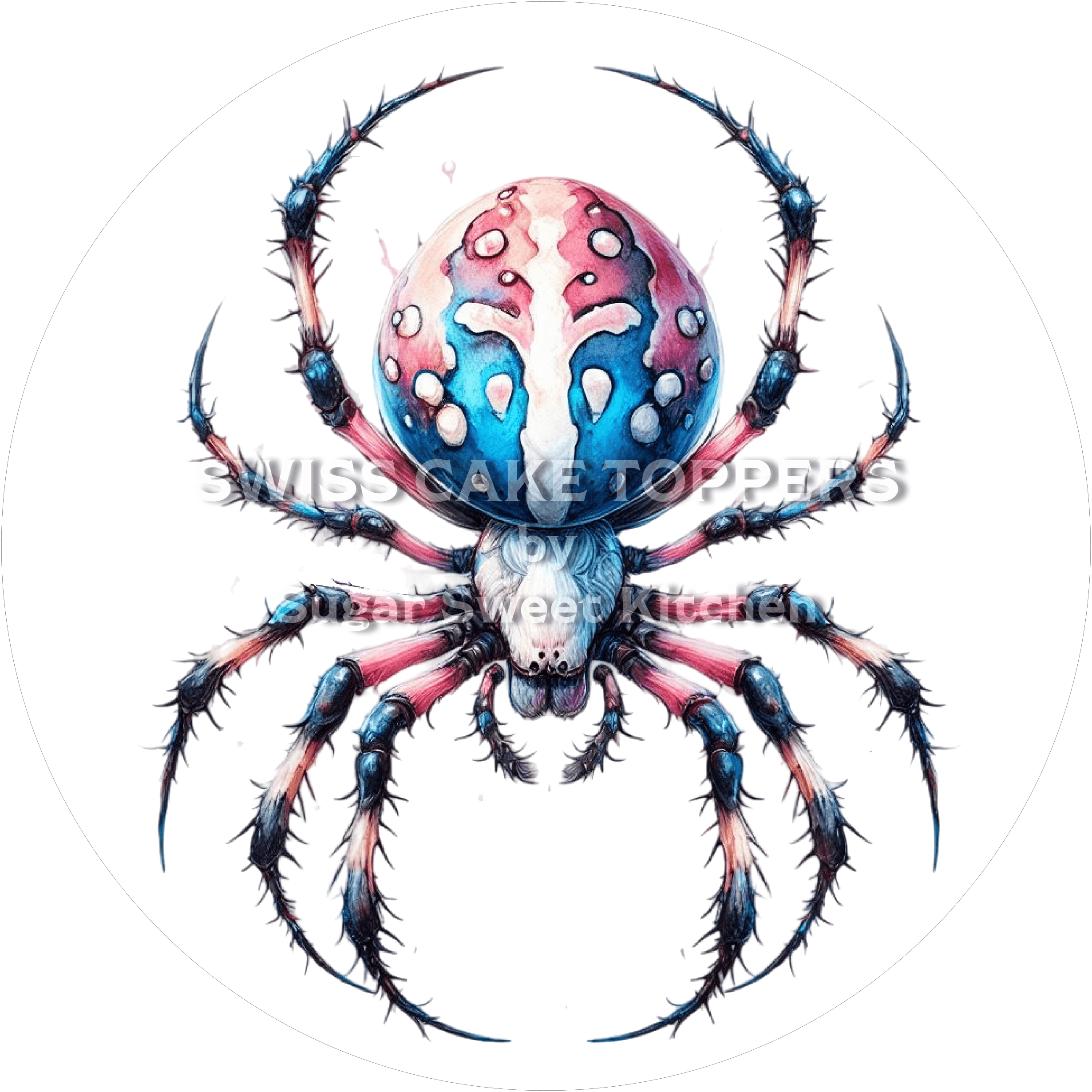 Bunter Spinnen-Tortenaufleger1 - personalisierbar - Fondant- Torten- & Cupcakeaufleger Sugar Sweet Kitchen
