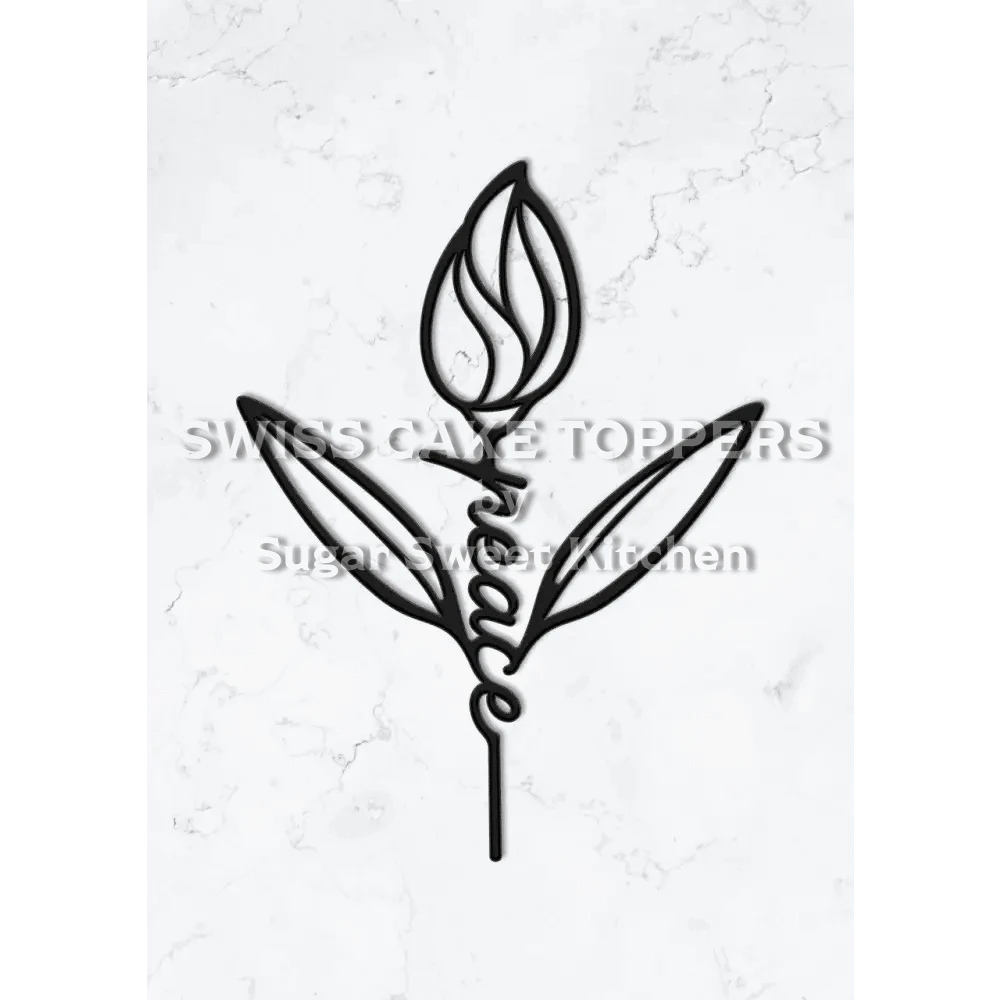 Cake Toppe ’Peace’ - Acryl Schwarz - Topper Sugar Sweet Kitchen