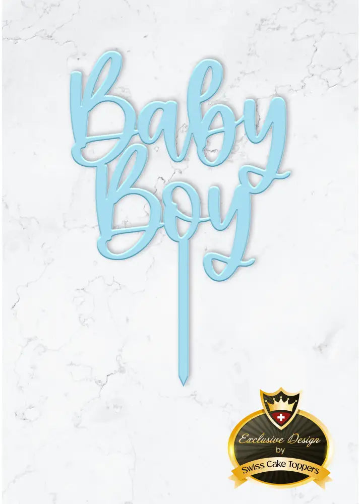 Cake Topper ’Baby Boy’ - Acryl Hellblau (leicht transparent) - Sugar Sweet Kitchen