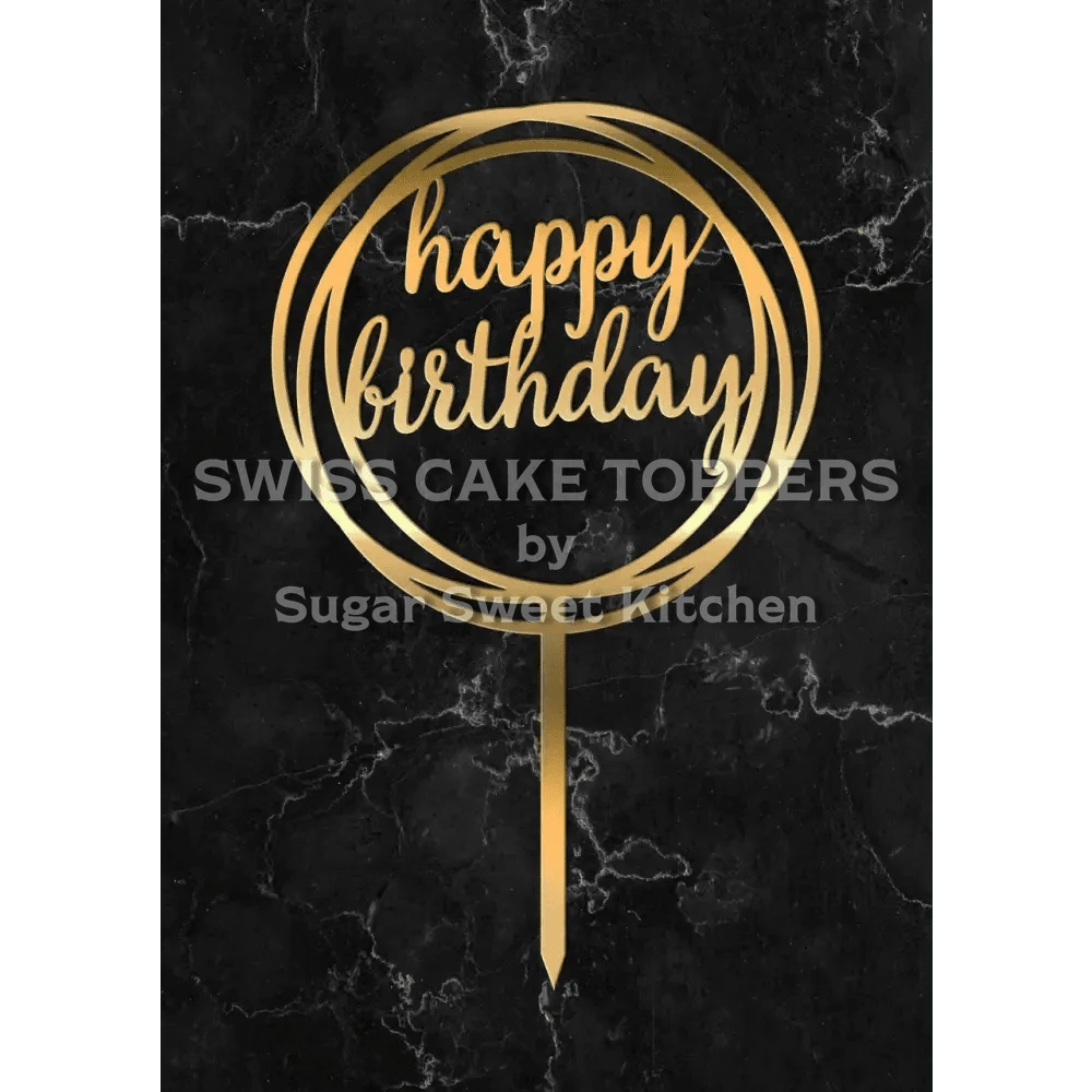 Cake Topper ’Birthday Sparkle’ - Acryl Gold - Sugar Sweet Kitchen