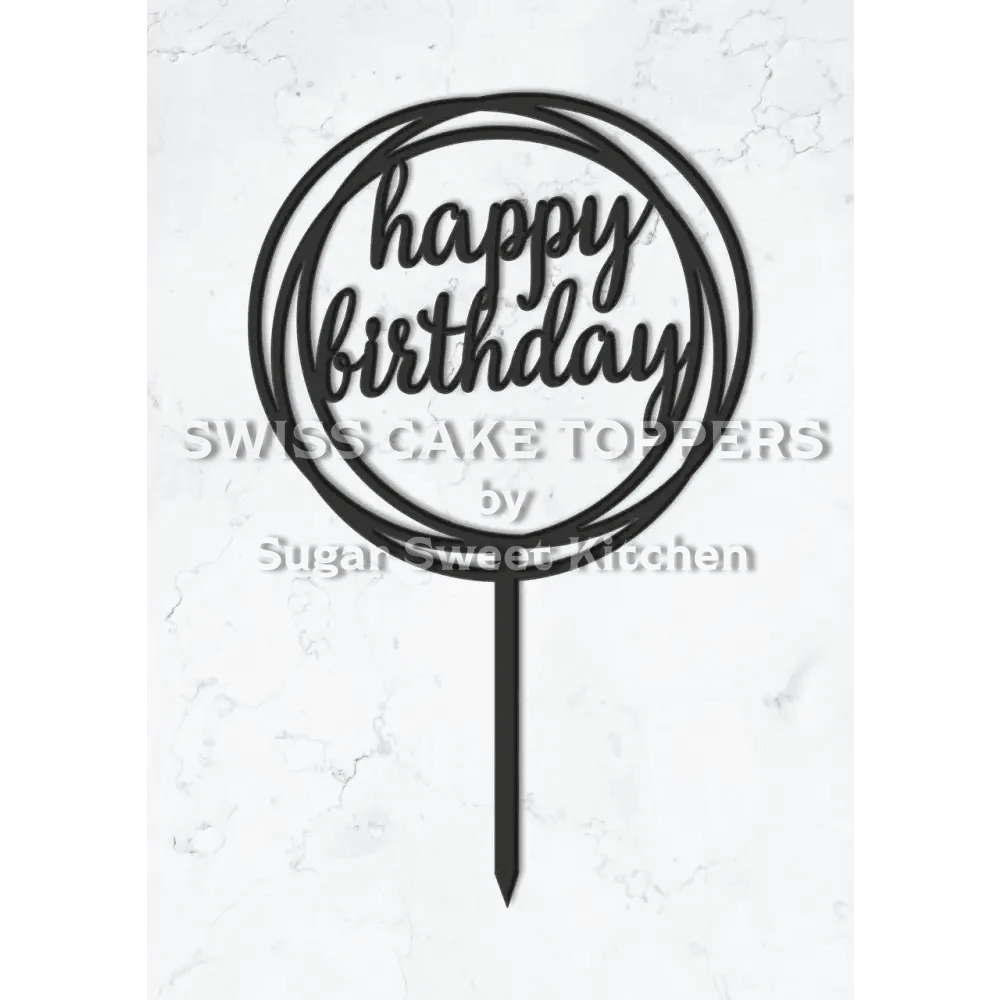 Cake Topper ’Birthday Sparkle’ - Acryl Schwarz - Sugar Sweet Kitchen