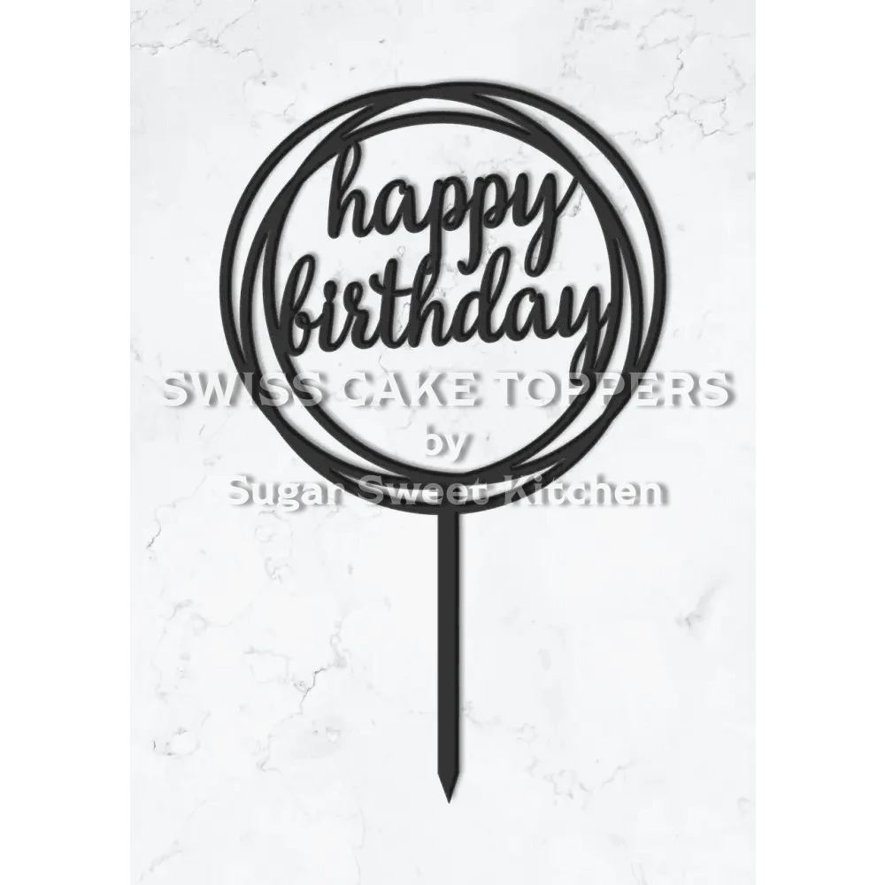 Cake Topper ’Birthday Sparkle’ - Acryl Schwarz - Sugar Sweet Kitchen