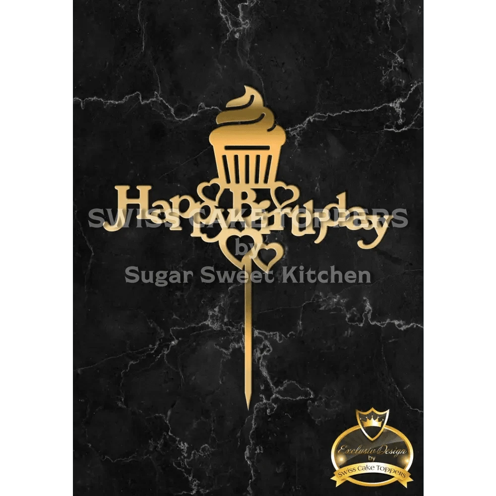 Cake Topper ’Cupcake’ - Acryl Gold - Sugar Sweet Kitchen