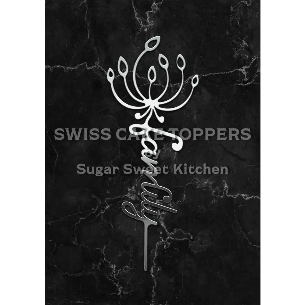 Cake Topper ’Family’ - Acryl Silber - Sugar Sweet Kitchen