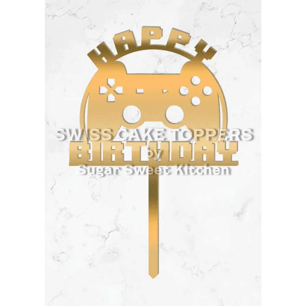 Cake Topper ’Game Over’ - Acryl Gold - Sugar Sweet Kitchen