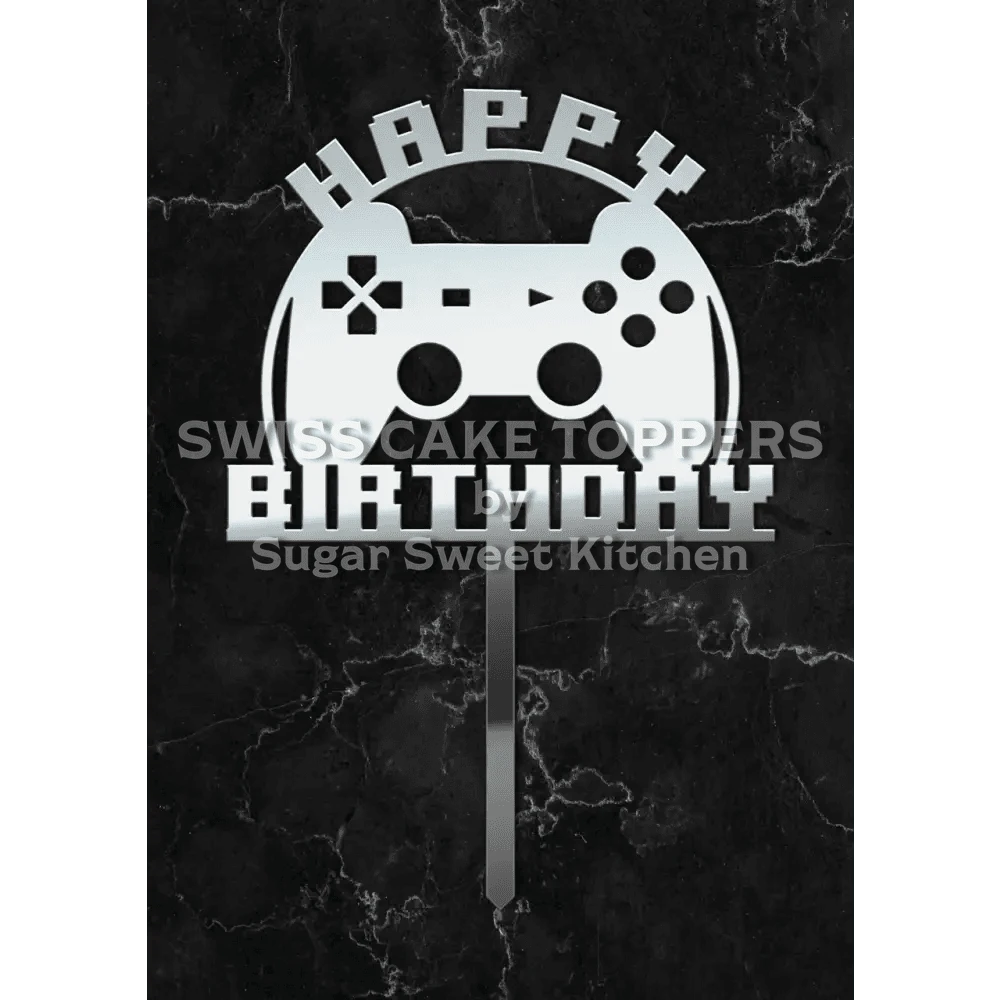 Cake Topper ’Game Over’ - Acryl Silber - Sugar Sweet Kitchen