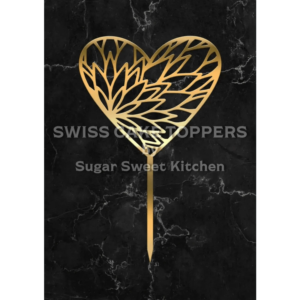 Cake Topper ’Golden Heart’ - Acryl Gold - Sugar Sweet Kitchen