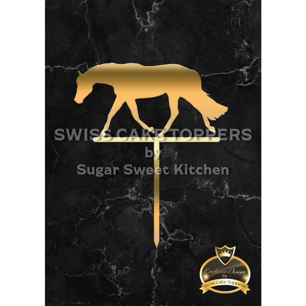 Cake Topper ’Happy Horse’ - Acryl Gold - Sugar Sweet Kitchen