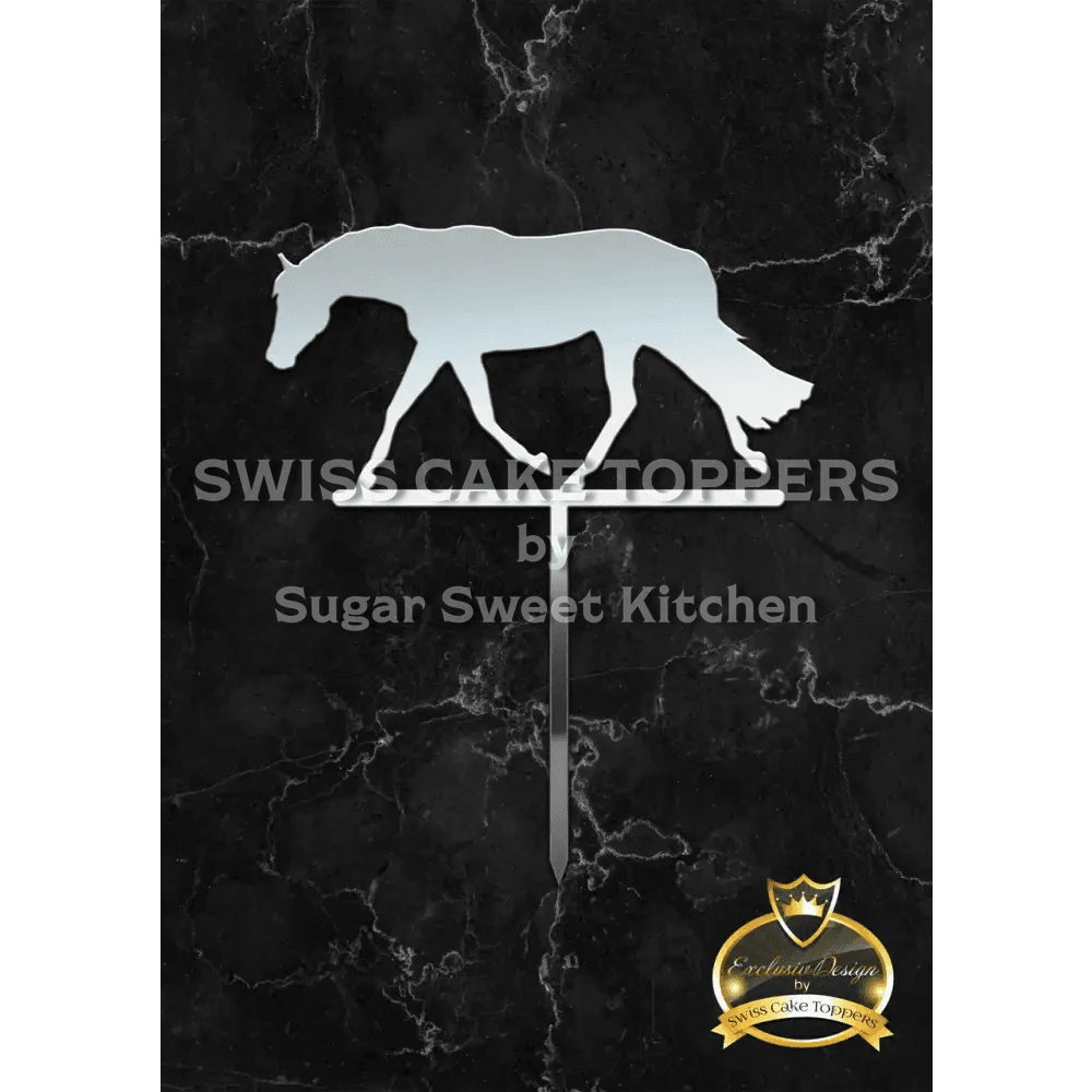 Cake Topper ’Happy Horse’ - Acryl Silber - Sugar Sweet Kitchen