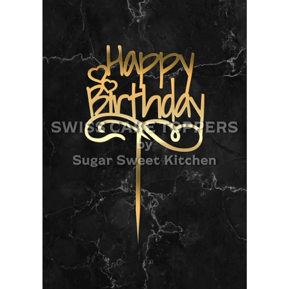 Cake Topper ’Happy Wishes’ - Acryl Gold - Sugar Sweet Kitchen