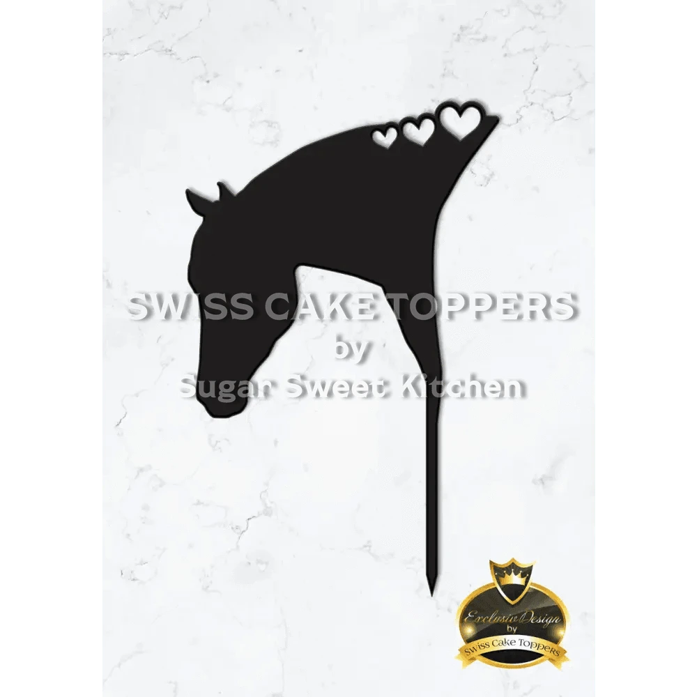 Cake Topper ’Herzenspferd’ - Acryl Schwarz - Sugar Sweet Kitchen